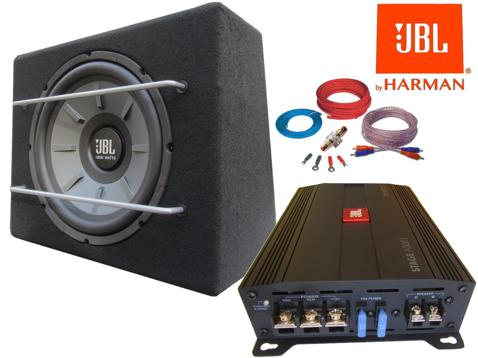 DSX JBL Stage 1600 Watt Basspaket Subwoofer Verstärker Set Kabelset  Komplettset Auto-Lautsprecher online kaufen | OTTO