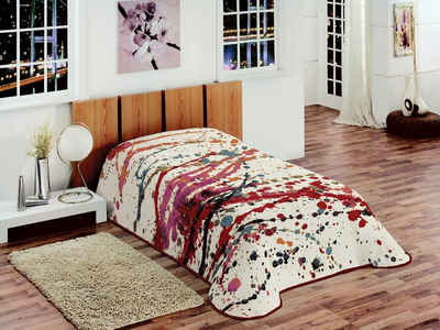 Tagesdecke Decke Kinderdecke Spieldecke Kuscheldecke Wohndecke Gepunktet Bunt Rot Pink Creme Türkis, Teppich-Traum