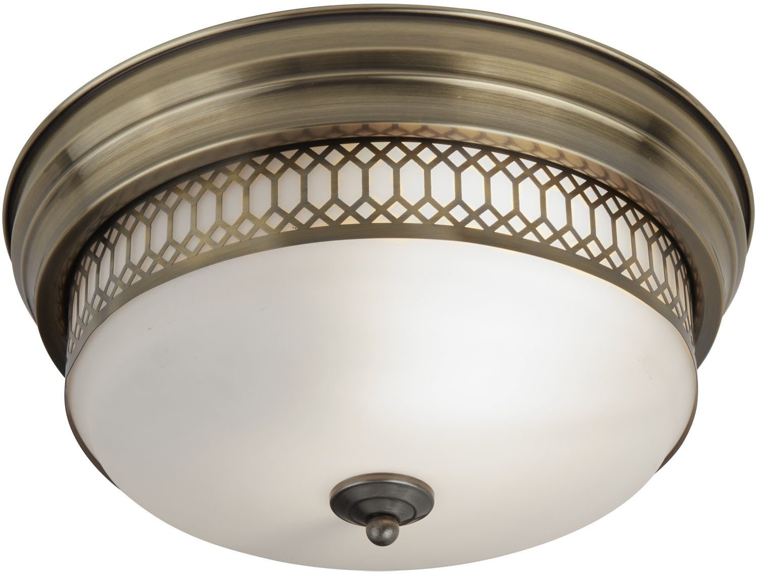 Searchlight Deckenleuchte Edinburgh 2Lt Flush - Antikes Messingmetall und Säureglas, ohne Leuchtmittel