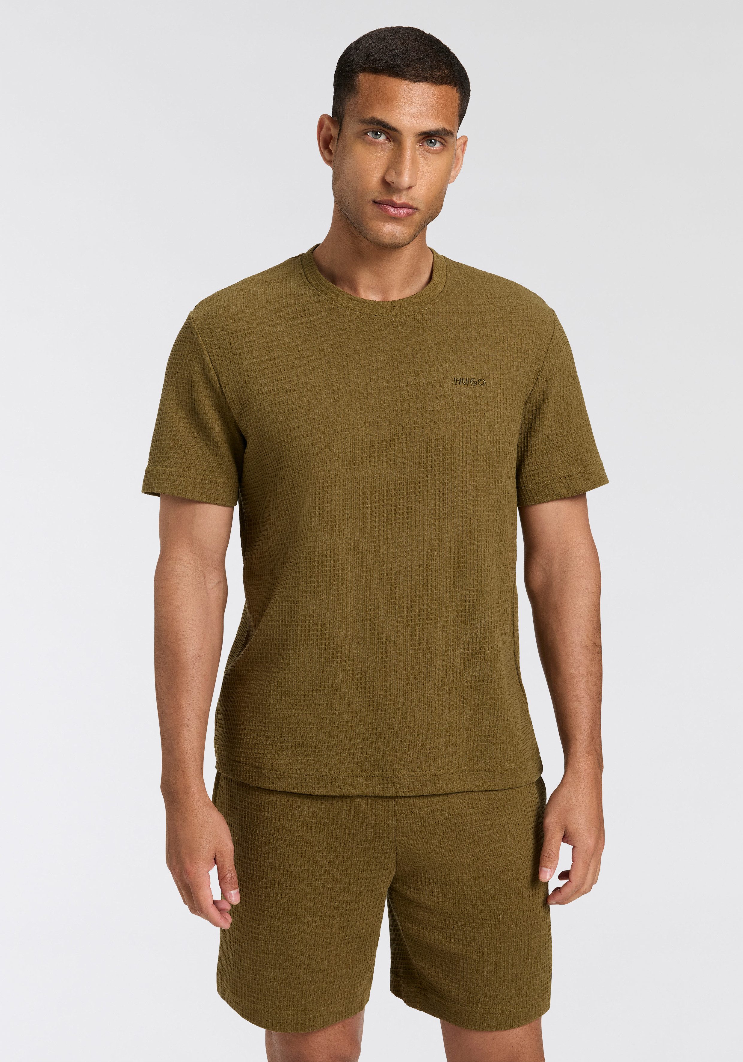 HUGO T-Shirt,Austin T-Shirt Waffelstruktur und Logo-Stickerei günstig online kaufen