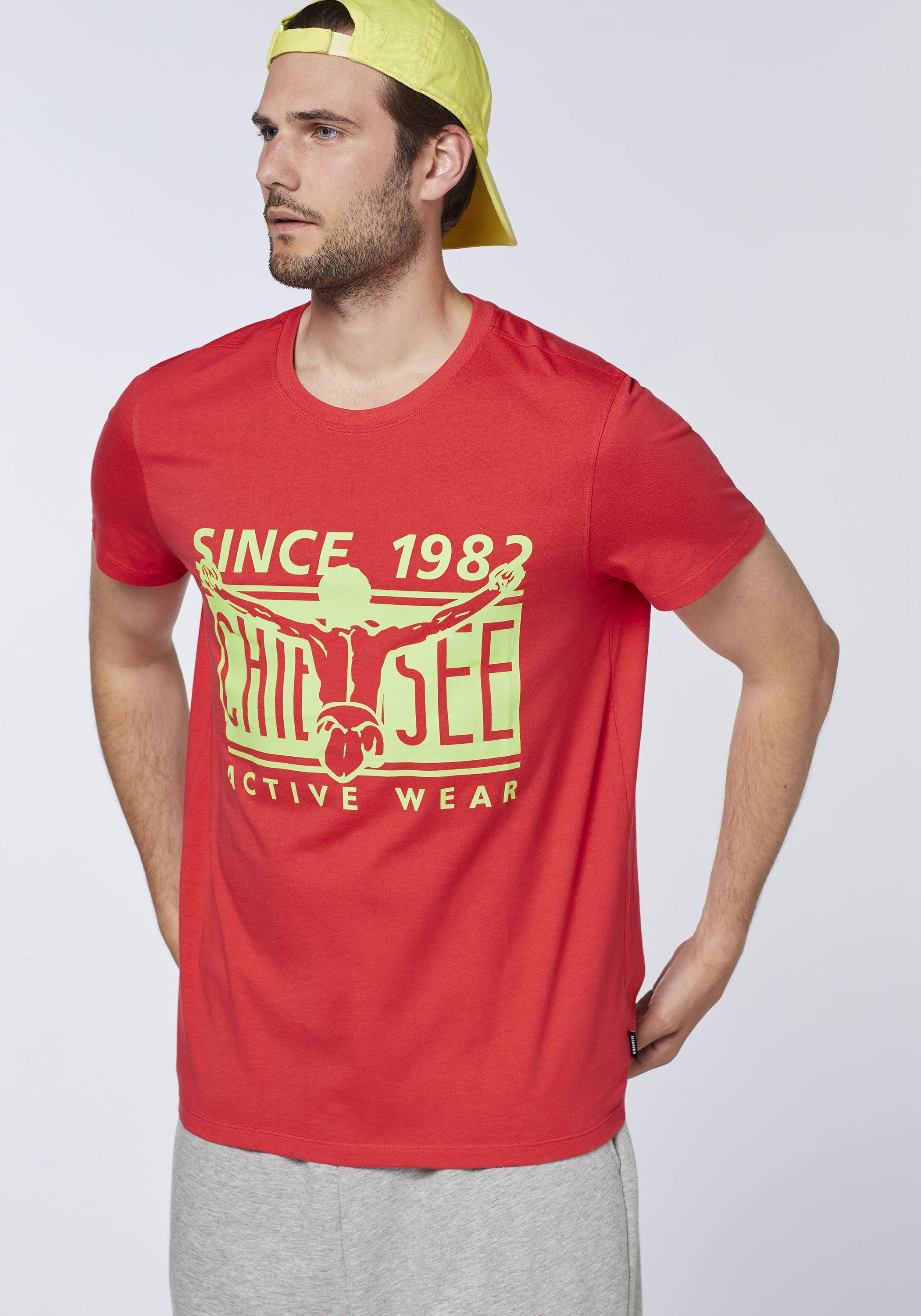 Chiemsee Print-Shirt T-Shirt aus in Bittersweet Two-Tone-Optik 17-1663 Baumwolle 1