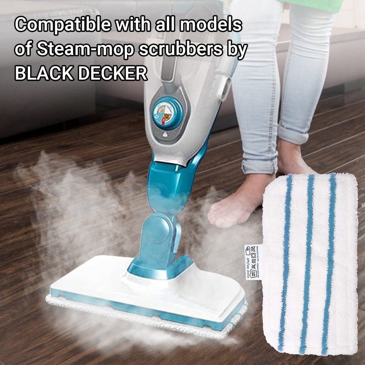 Kraftverdia Mikrofaserpads 4er – Für Black & Decker Dampfreiniger, waschbar Mikrofasertuch (4-tlg) – Bild 2 von 5