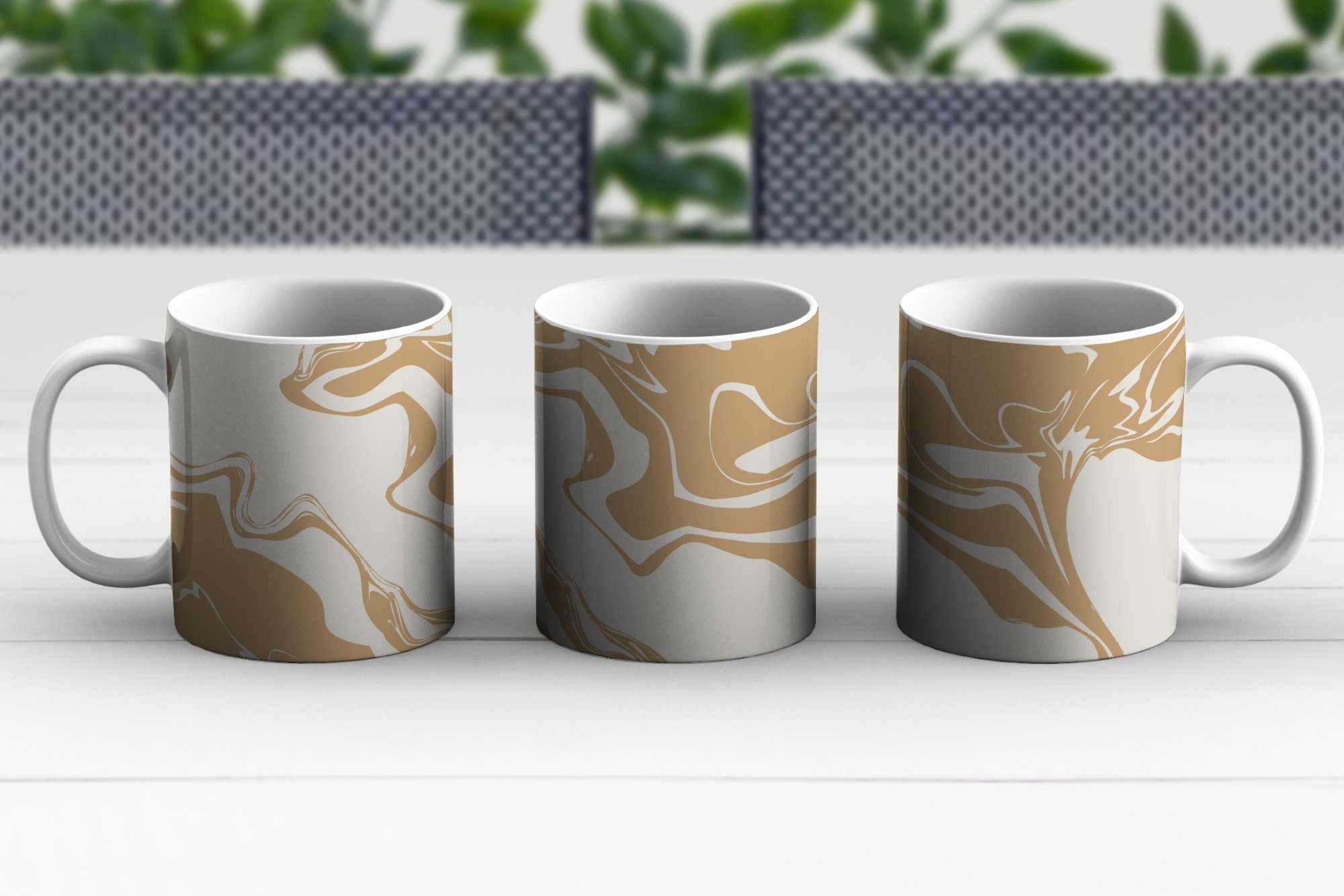 Kaffeetassen, Marmor Keramik, Tasse - - Teetasse, Teetasse, MuchoWow Becher, Weiß Geschenk Linie,
