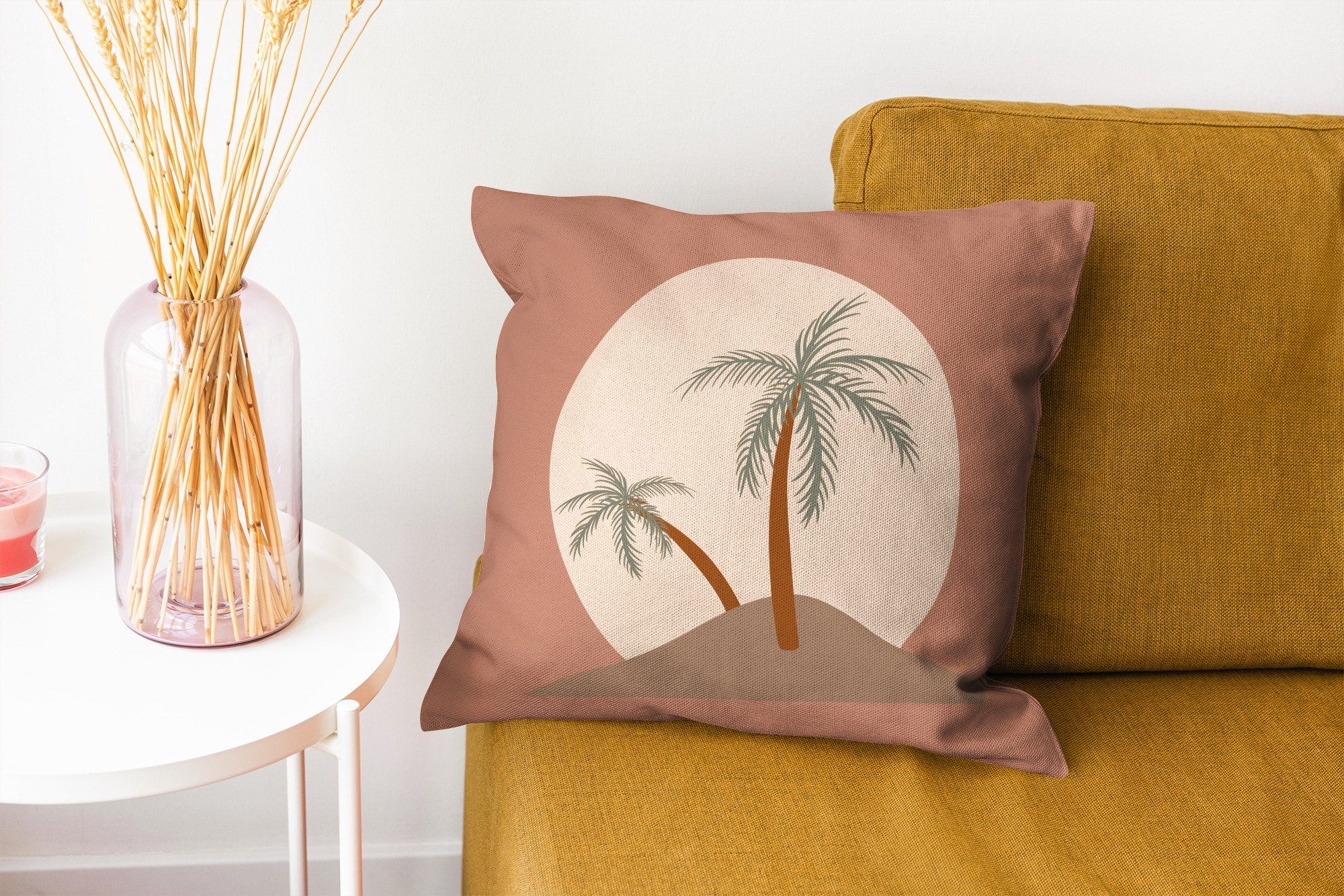 Zierkissen Füllung Sonne Palme Sofakissen Dekokissen mit Wohzimmer, Schlafzimmer, - für Pastell Deko, MuchoWow Sommer, - -