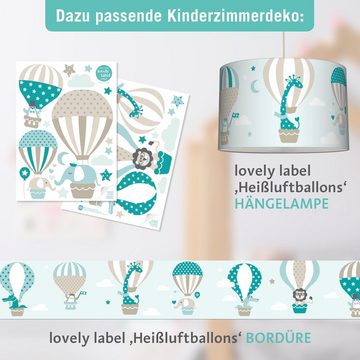 lovely label Wandsticker Heißluftballons taupe/mint/petrol - Wanddeko Kinderzimmer Baby