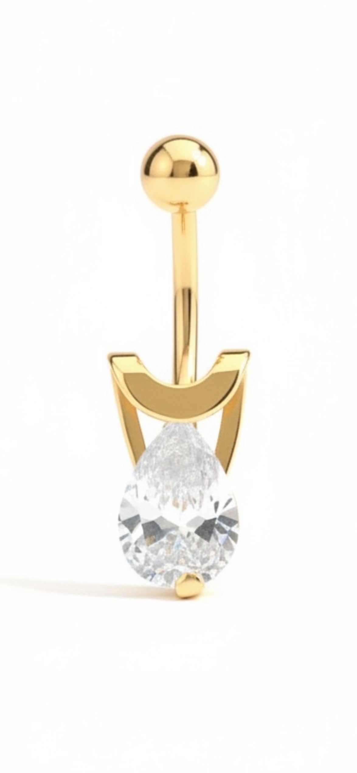 Bauchnabelpiercing 14 Karat Echtgold 585 – Tropfen Zirkonia Piercing Gold