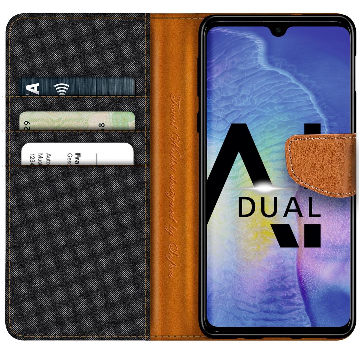 CoolGadget Handyhülle Denim Schutzhülle Flip Case für Huawei Mate 20 6,5 Zoll, Book Cover Handy Tasche Hülle für Mate 20 Klapphülle