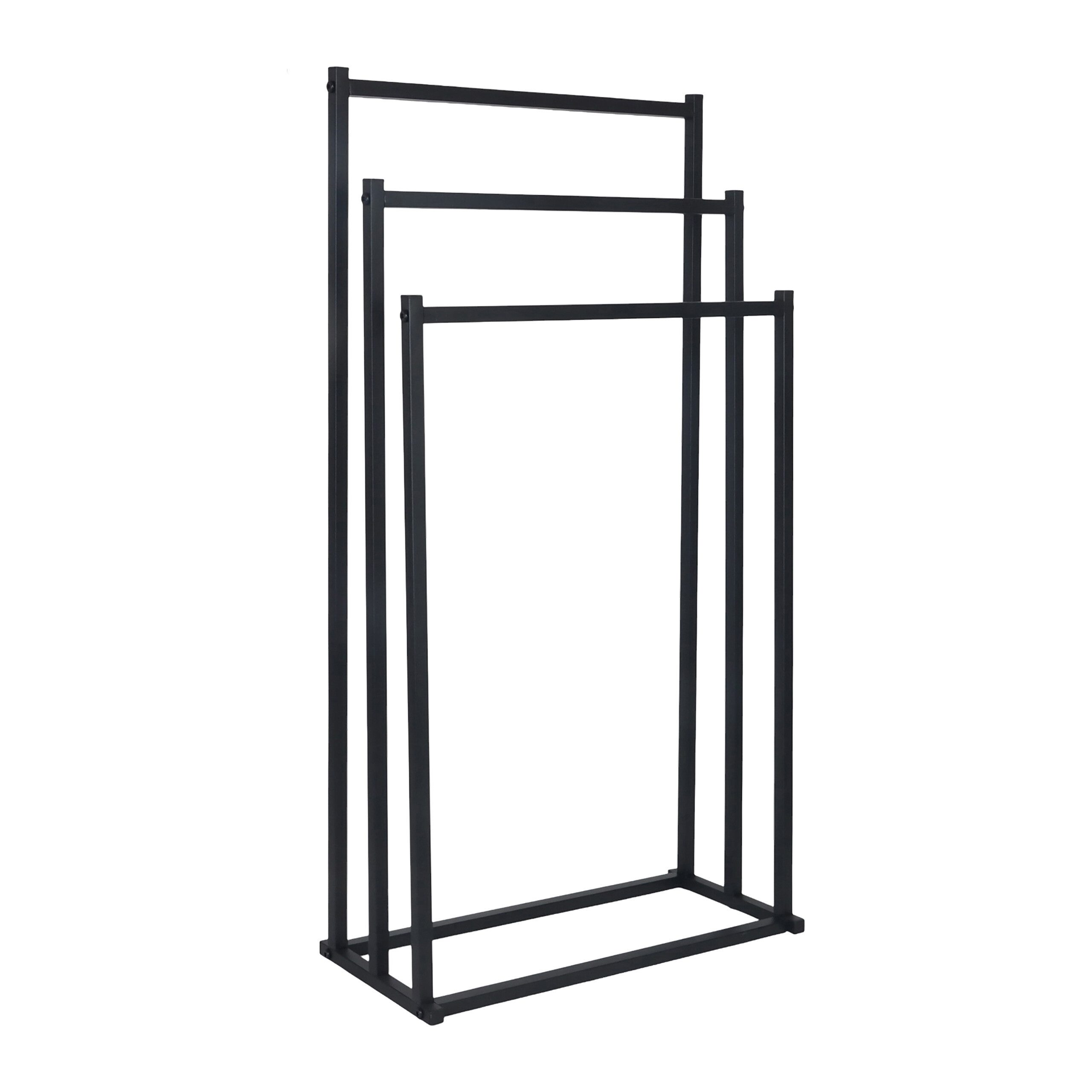 relaxdays Handtuchständer mit 3 Stange, schwarz günstig online kaufen