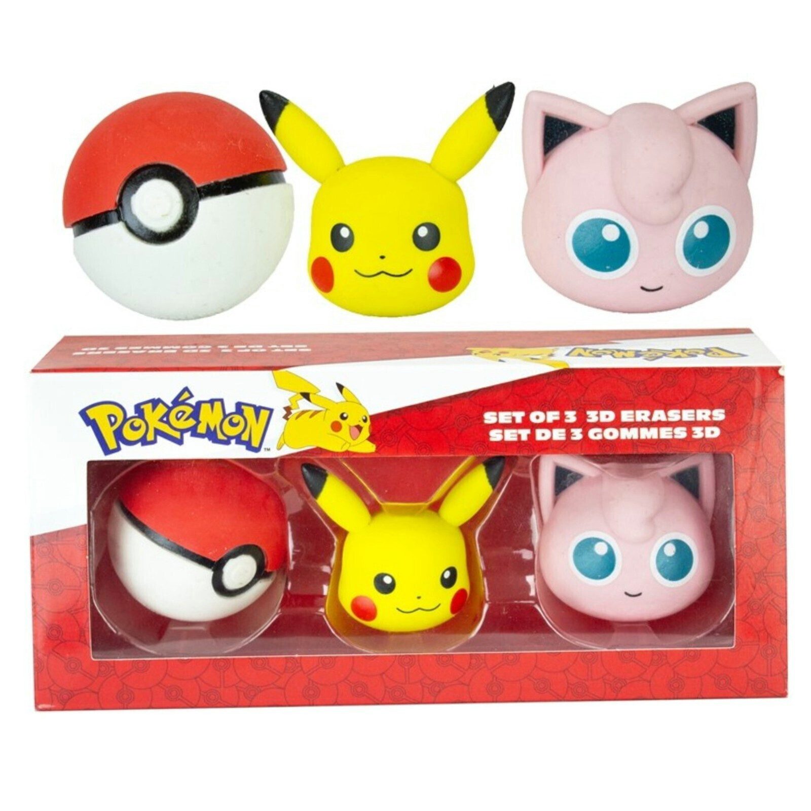 POKÉMON Radiergummi Pokemon Pikachu Pokeball Jigglypuff 3er- Pack 3D Radiergummi Erasers