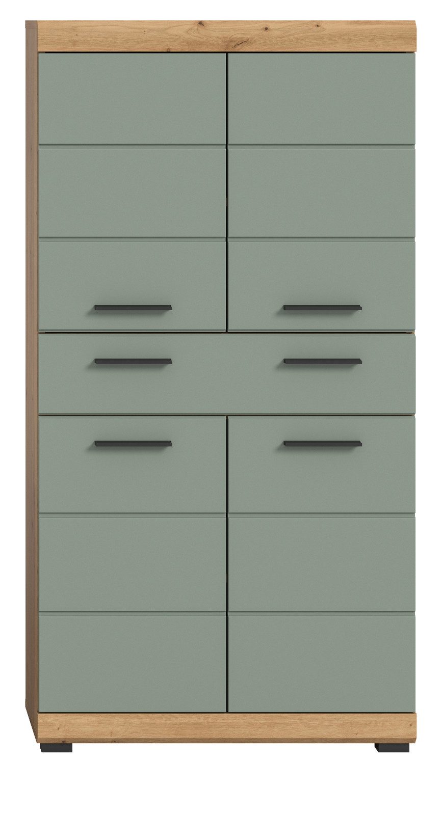 Inn.Furn Midischrank Shawn (Badschrank in Salbei und Artisan Eiche, 4-türig, 74 x 141 cm) mit viel Stauraum