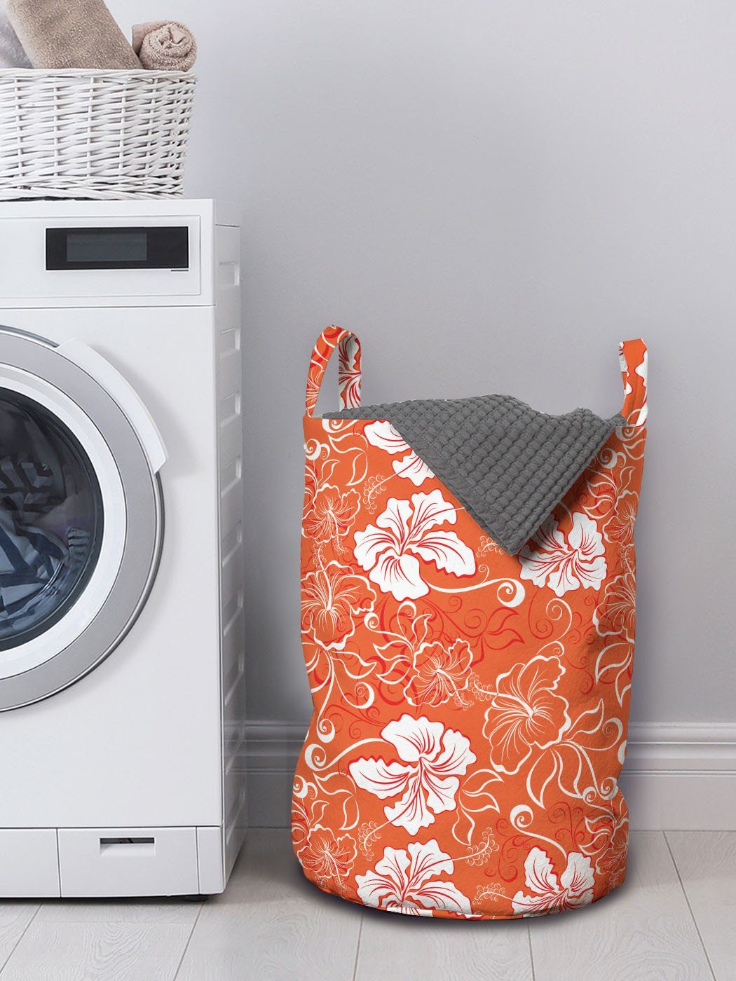 Griffen Hibiscus Tropical Burnt mit orange Abakuhaus für Waschsalons, Wäschesäckchen Kordelzugverschluss Wäschekorb