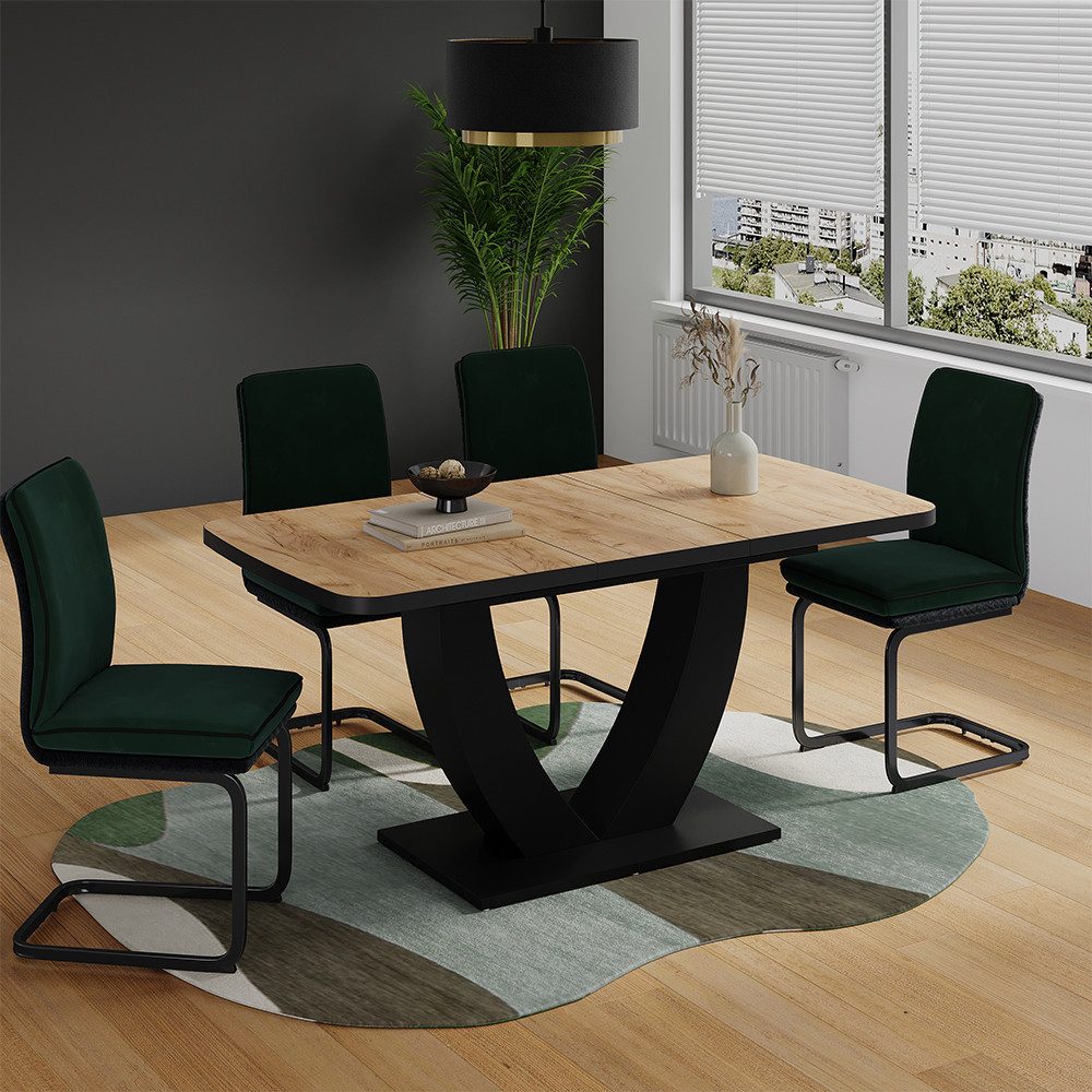 Vicco Esstisch Fenaro, Goldkraft Eiche/Schwarz, 120-160 x 80 cm ausziehbar (1-St)