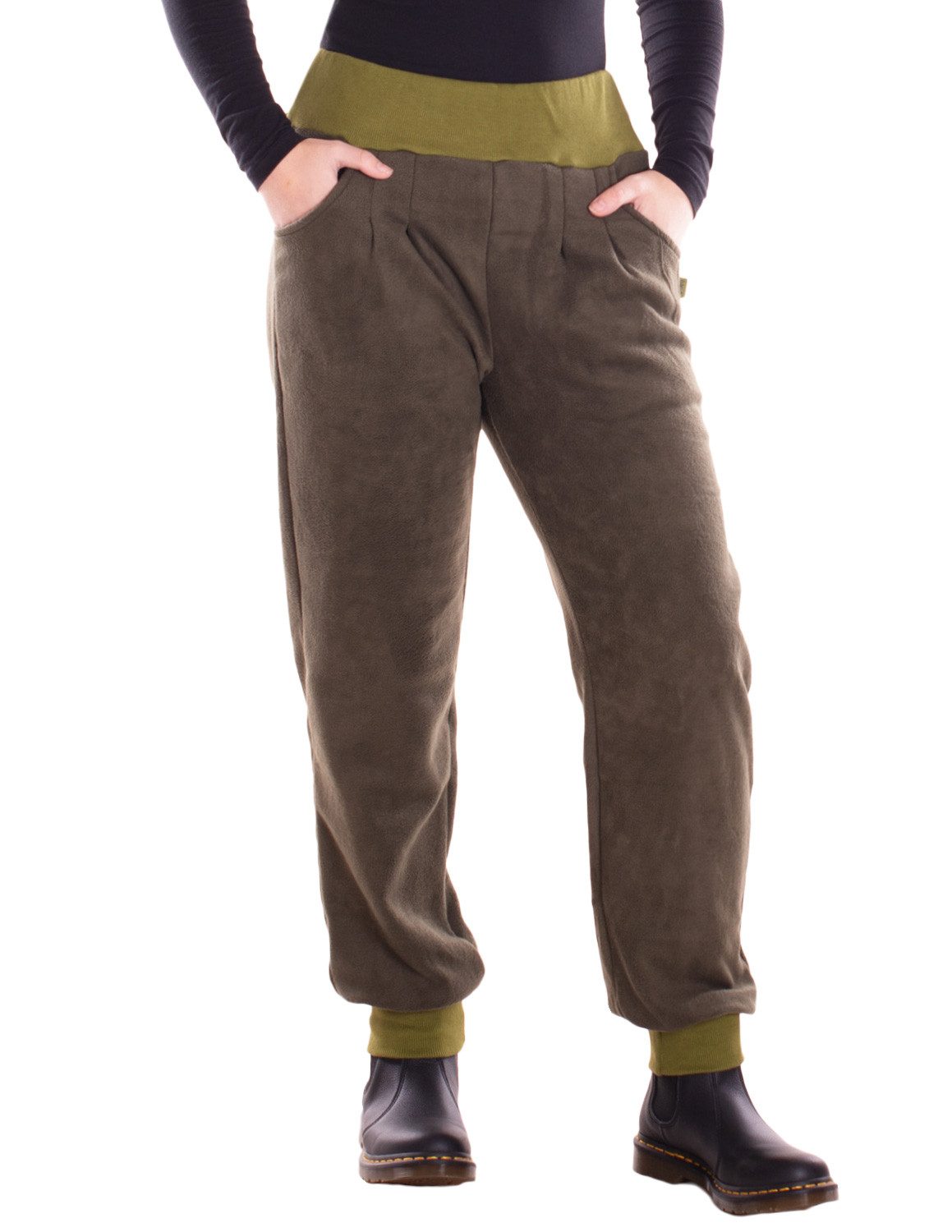 Vishes Fleecehose Damen Jogginghose Kontrastbund Bündchen Taschen Warm Alternative Mode, Boho, Hippie, Ethno, Festival