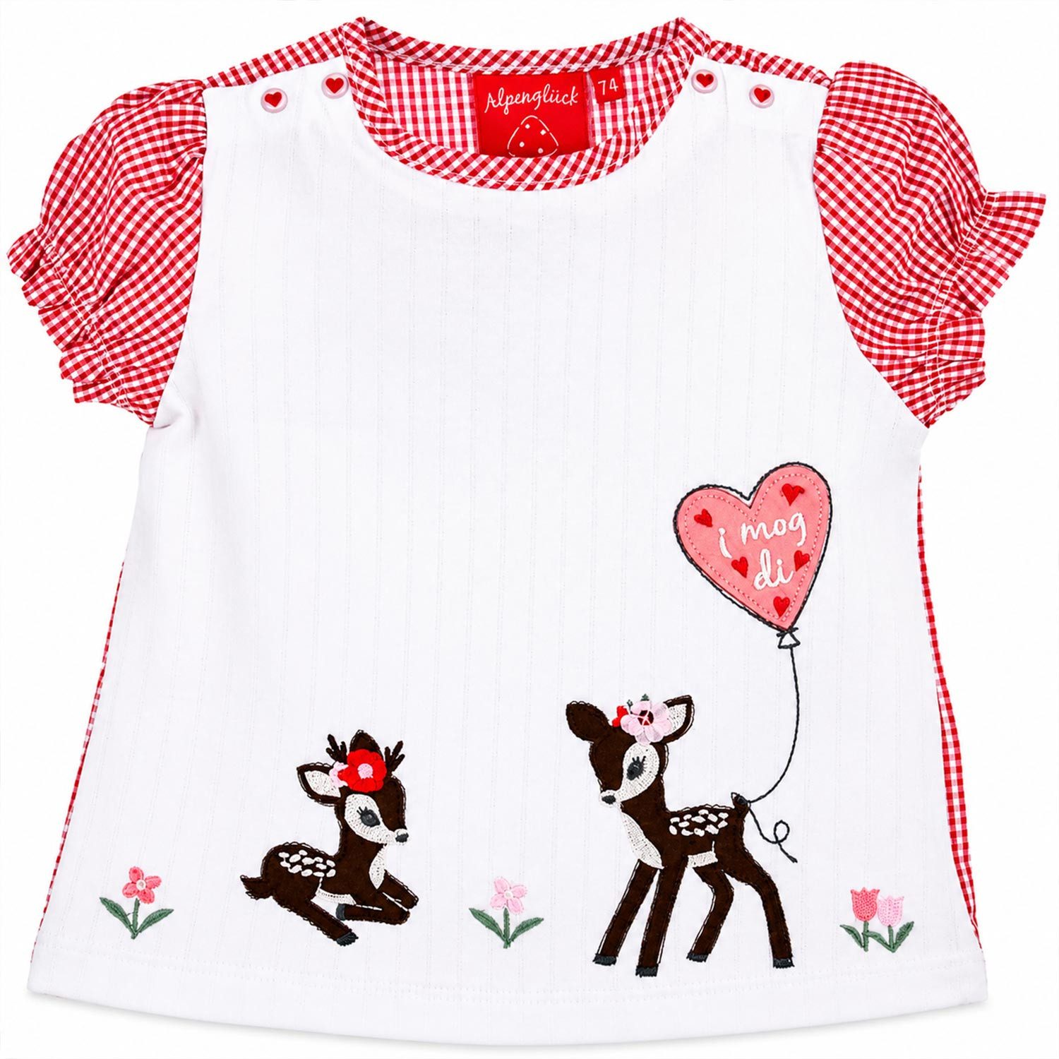 BONDI T-Shirt Baby Mädchen T-Shirt 'Bambi' 86753, Weiß Rot