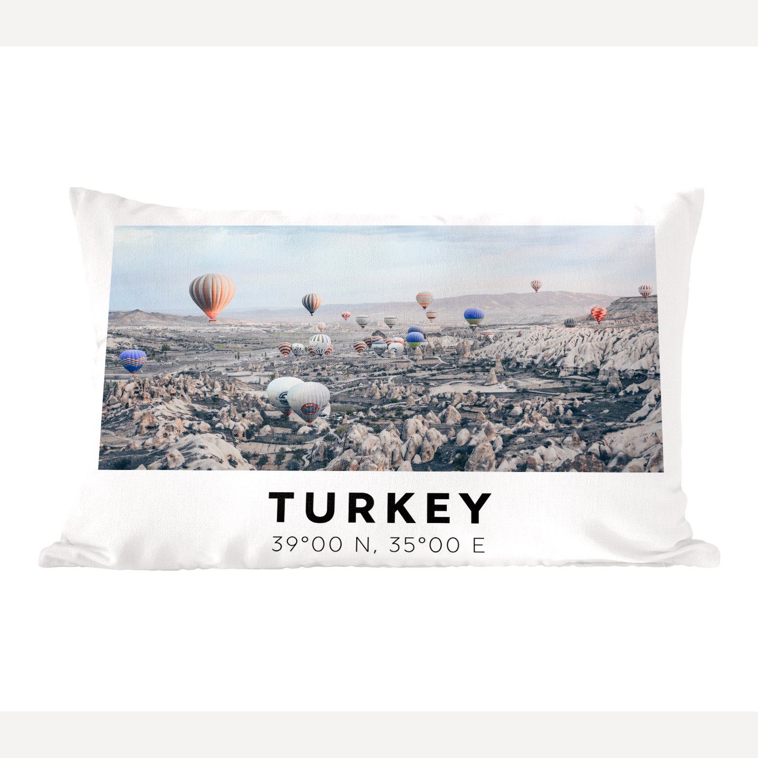 MuchoWow Dekokissen Türkei - Kappadokien - Heißluftballon, Wohzimmer Dekoration, Zierkissen, Dekokissen mit Füllung, Schlafzimmer