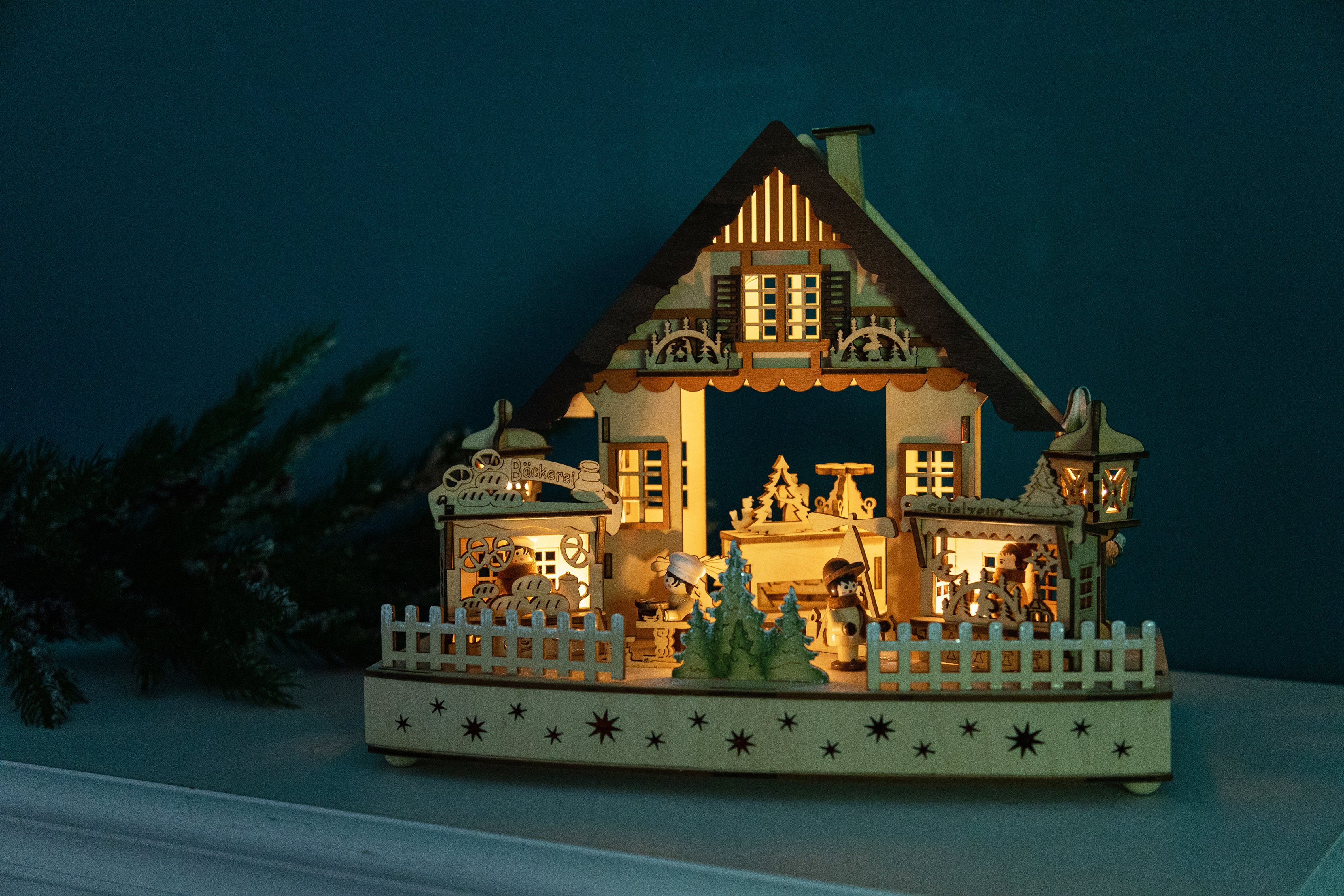 Weihnachtsdeko, Möbel mit Myflair ca. LED & cm Höhe Musik, 24 Accessoires Weihnachtsdorf Beleuchtung und