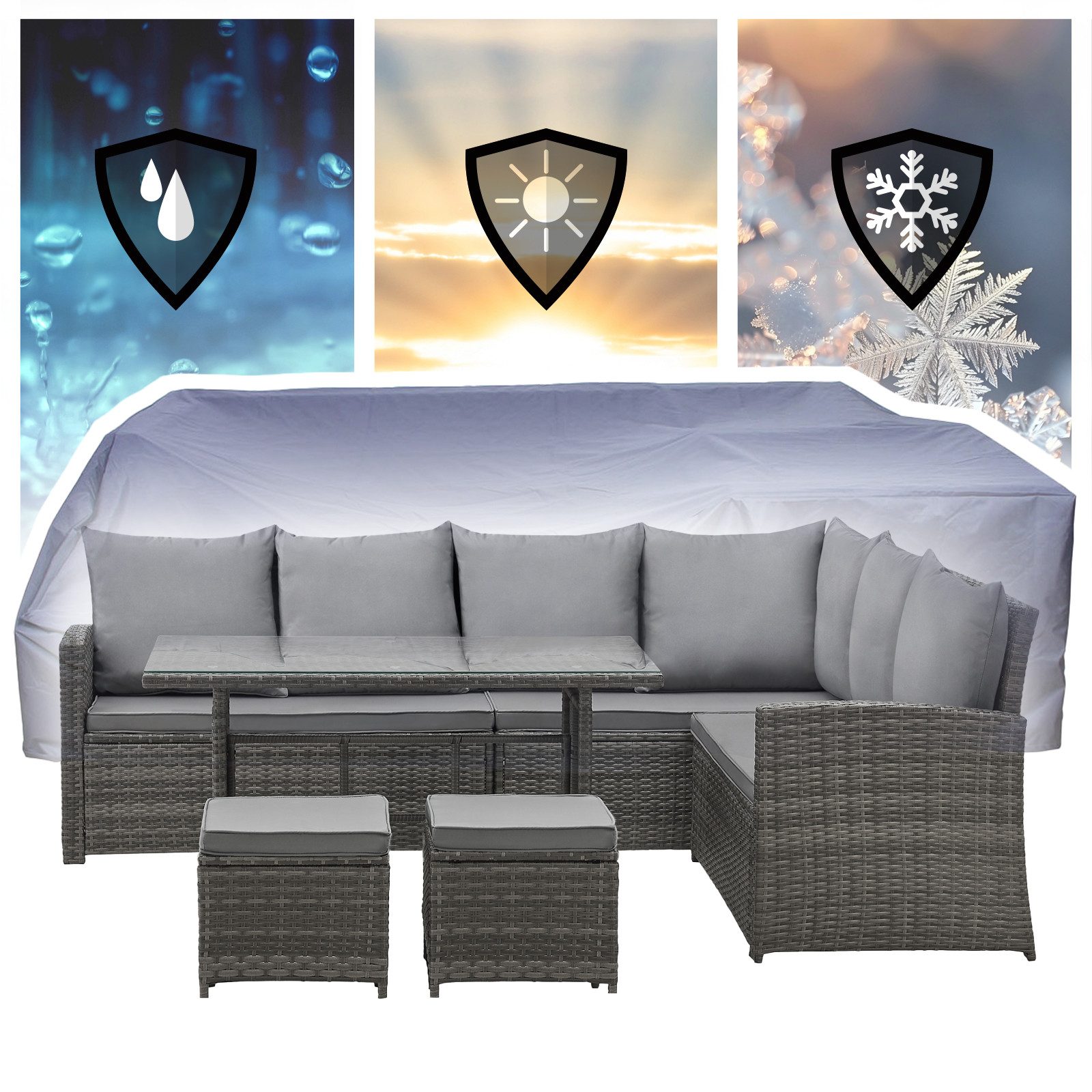 SVITA Gartenlounge-Set MONROE, (Set, Polyrattan-Gartenmöbel-Garnitur mit günstig online kaufen