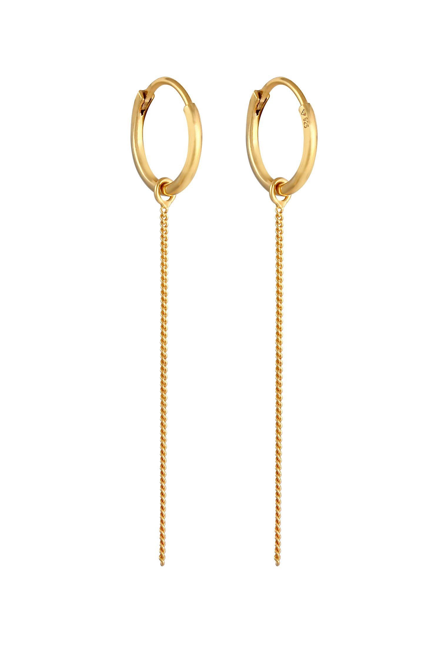 Elli Paar Creolen Creolen Ohrhänger Einhänger Gold Kettchen Silber 925