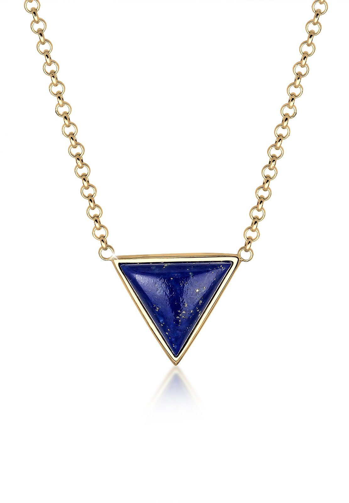 Elli Kette mit Anhänger Dreieck Lapislazuli Blau 925 Sterling Silber vergoldet, Dreieck