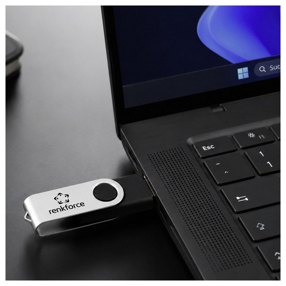 Renkforce Renkforce RF-USBS-180 1GB USB 2.0 Stick USB-Stick 1 GB Schwarz-Silber USB-Stick