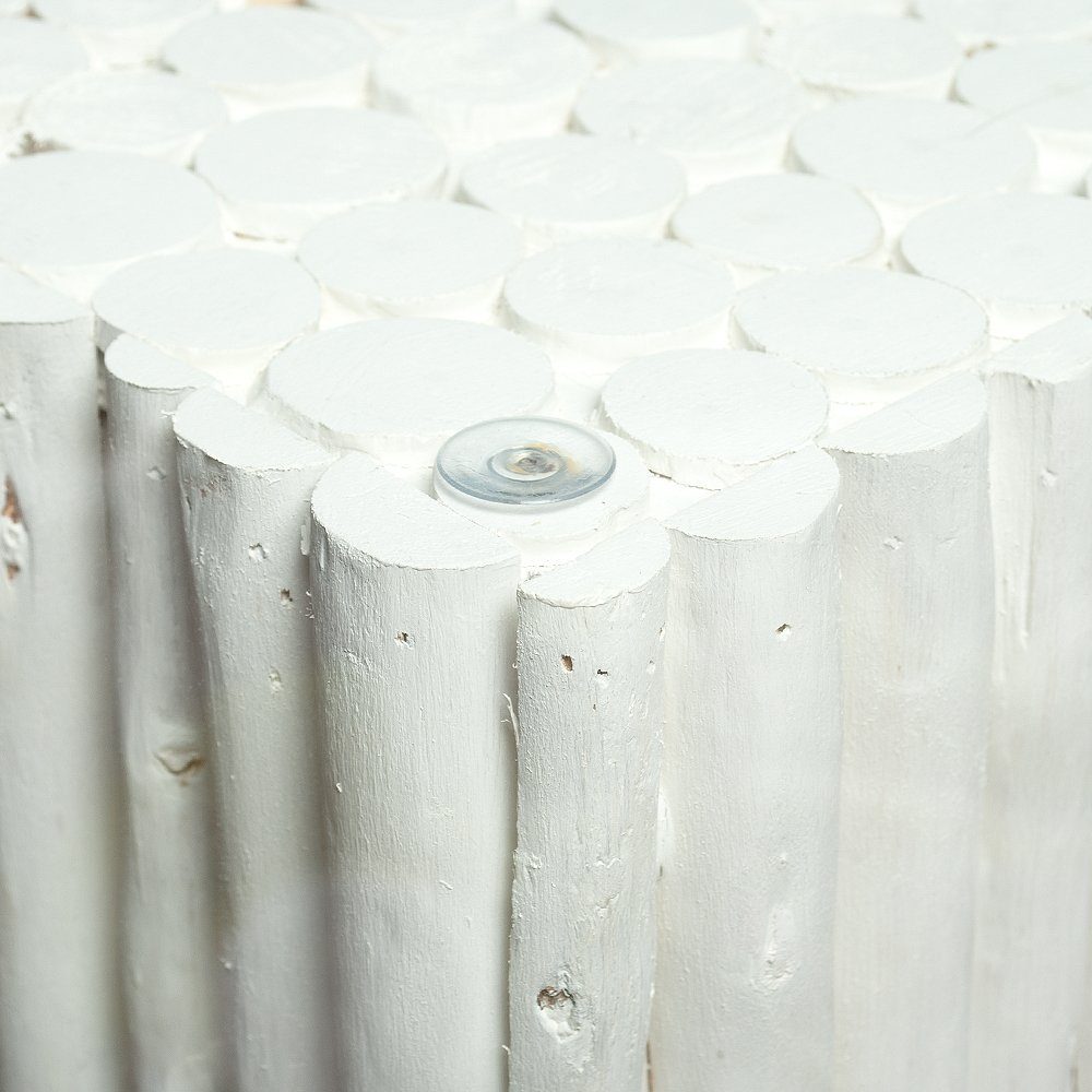 LebensWohnArt Couchtisch Teak Couchtisch NICO Weiß inkl. Glasplatte 70x70cm