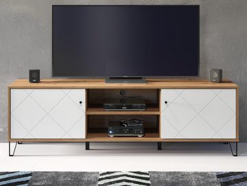 Furn.Design Lowboard Tough (TV Unterschrank in Artisan Eiche mit weiß, 183 x 56 cm), mit Soft-Close