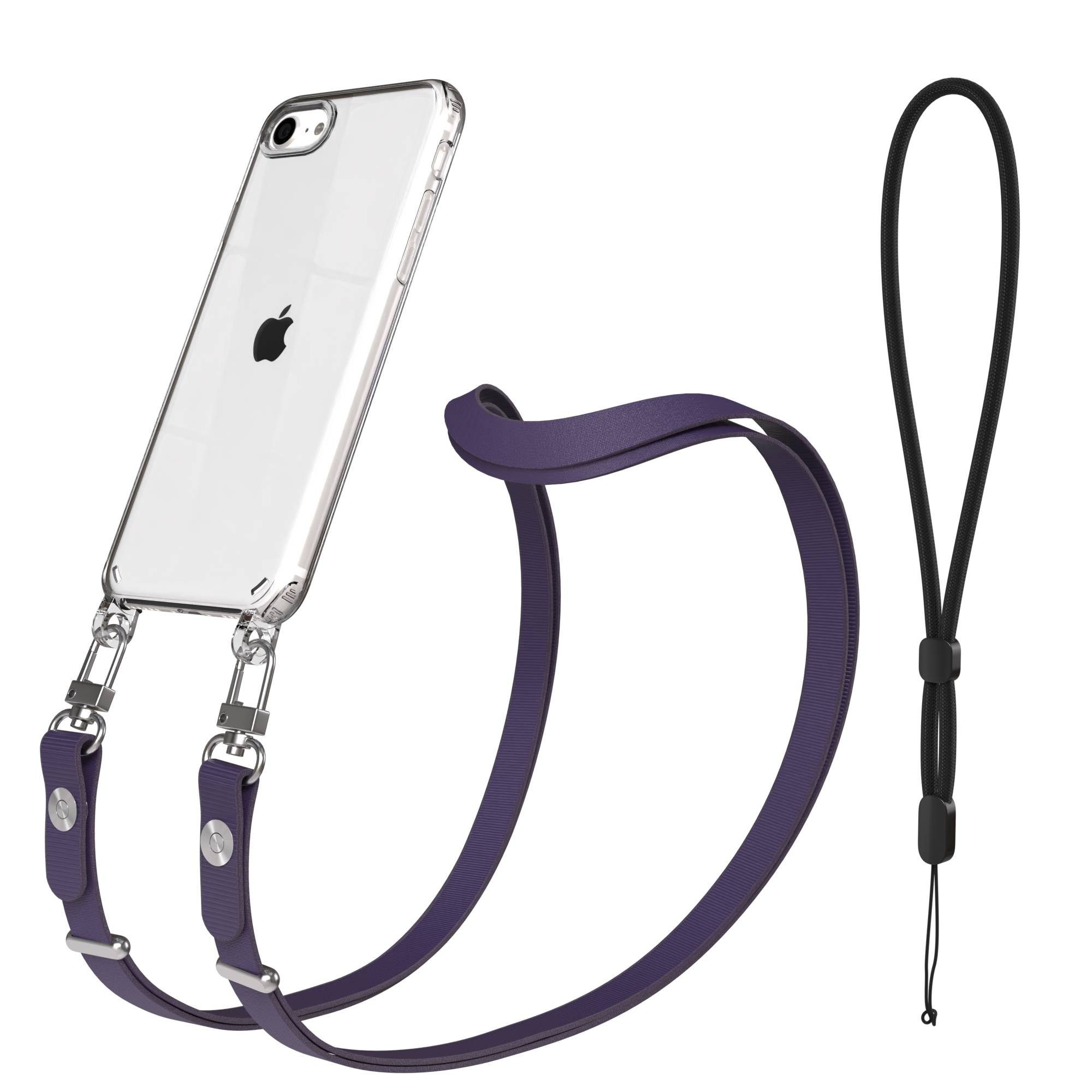 EAZY CASE Handykette für Apple iPhone SE (2022 / 2020) / iPhone 8 / 7 Handyhülle mit Handyk, Smartphone Kette in Lila verstellbar bis 1,90 m mit Magnetband