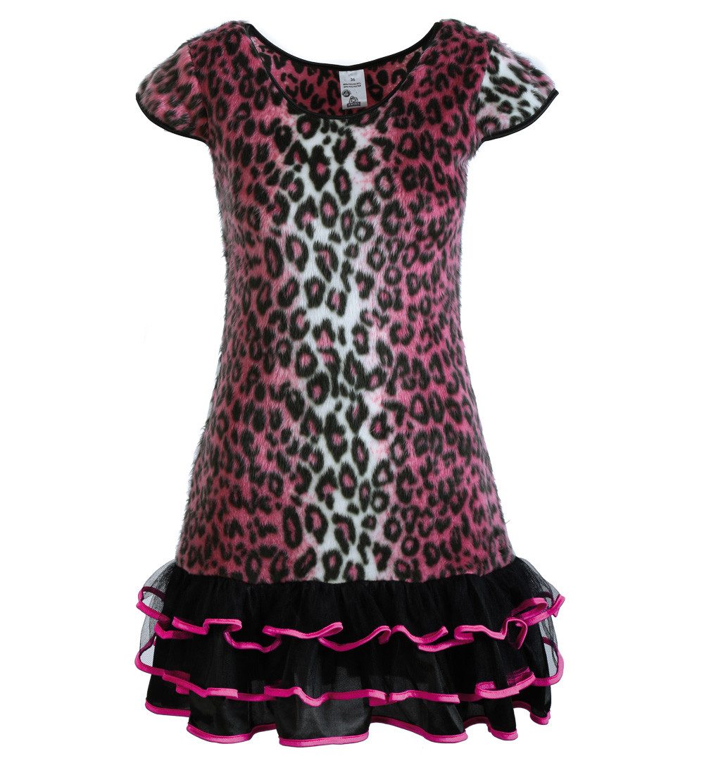Fries Kostüm Damen Pink Leopard Kostüm Kleid Karneval Fasching