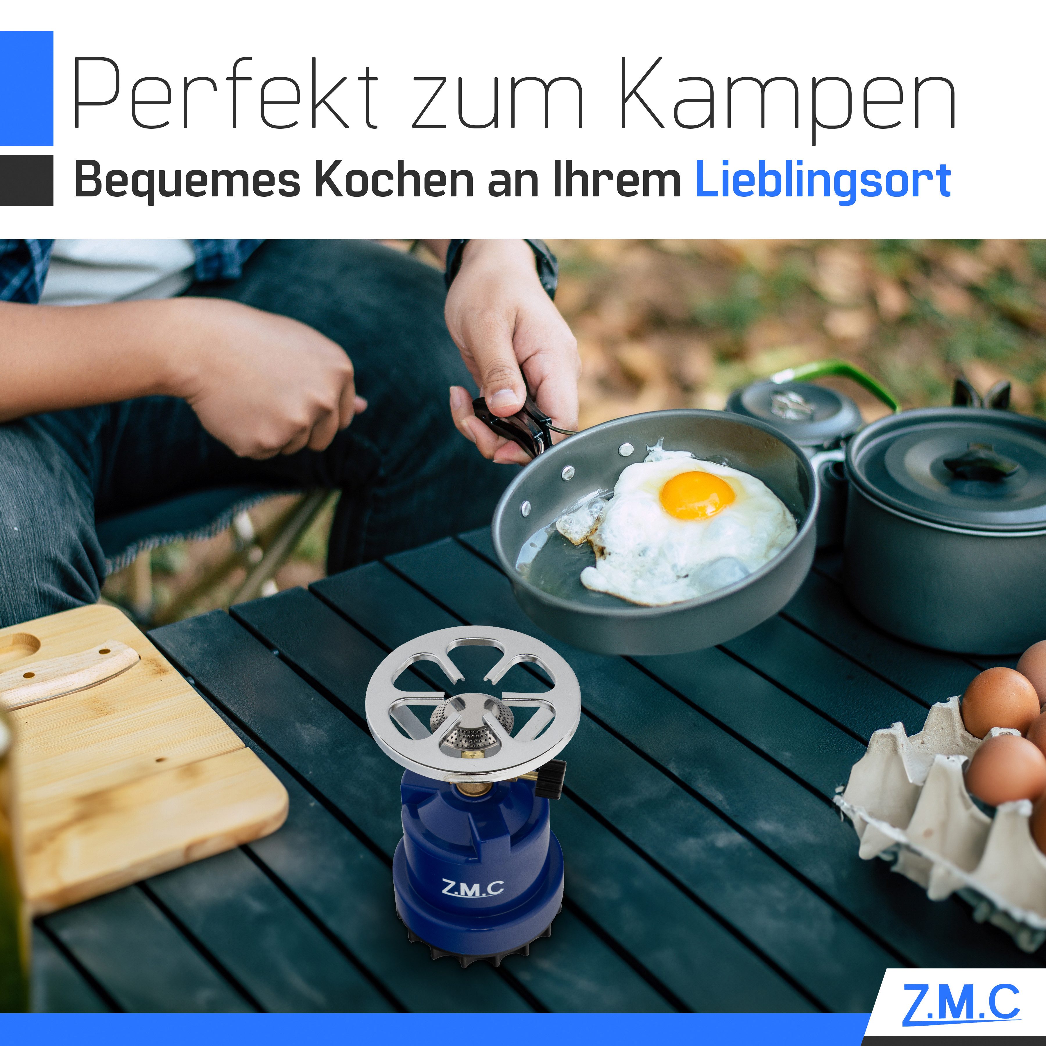 ZMC Gaskocher ZMC Campingkocher Gaskocher 1 flammig Kohleanzünder Herd + 10 Gaskartu, Kartuschenkocher – Bild 4 von 5