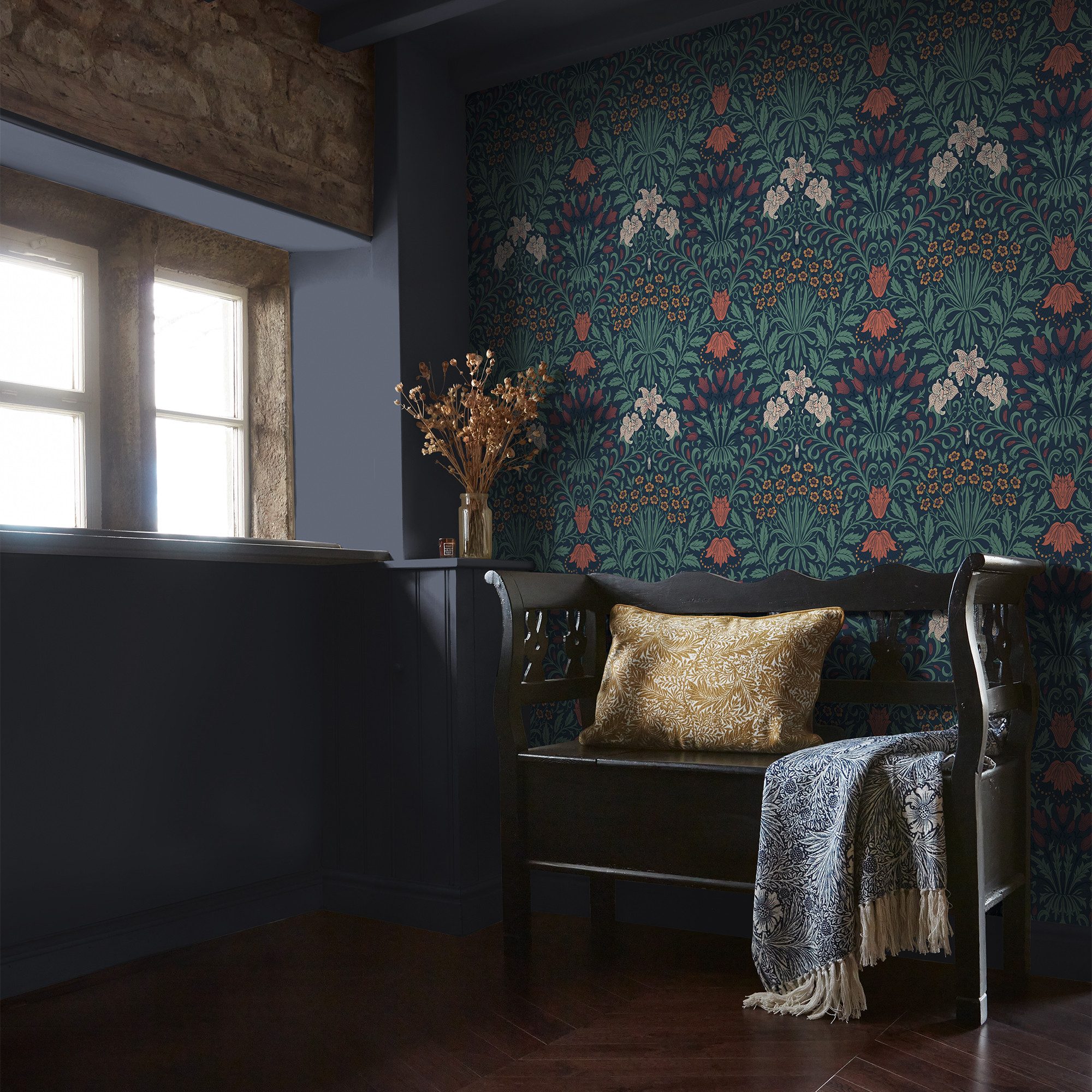WILLIAM MORRIS AT HOME Vliestapete Garden Moonlight, glatt, Motiv, (1 St), Design Tapeten