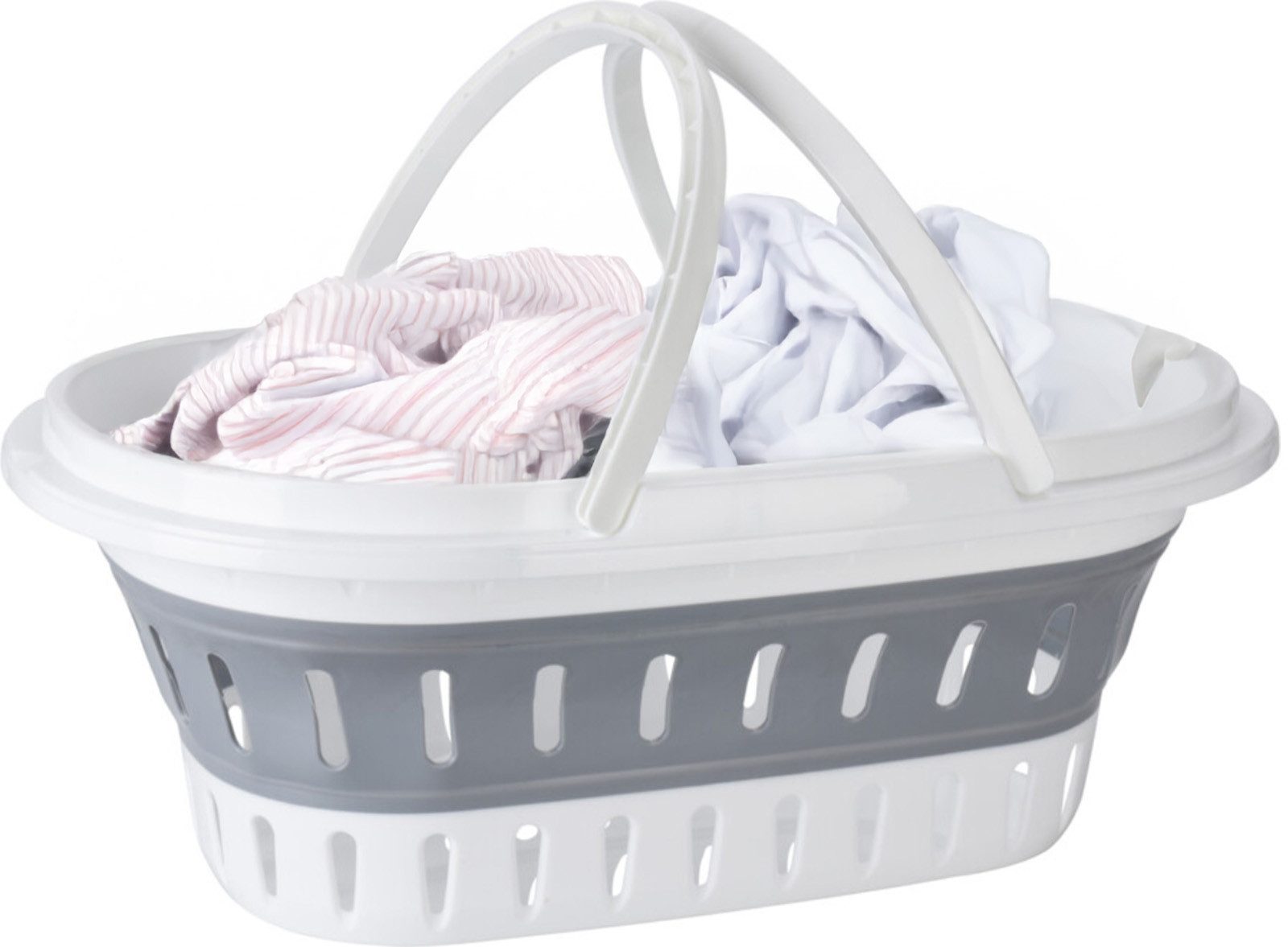 Koopman Wäschekorb Wäschewanne Einkaufskorb Weiß 58x38 cm Klappbar 1/2/4 St günstig online kaufen