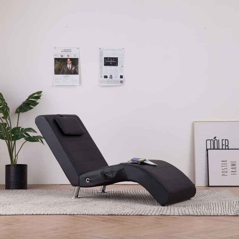 vidaXL Chaiselongue Massage-Chaiselongue mit Kissen Schwarz Kunstleder, 1 Teile