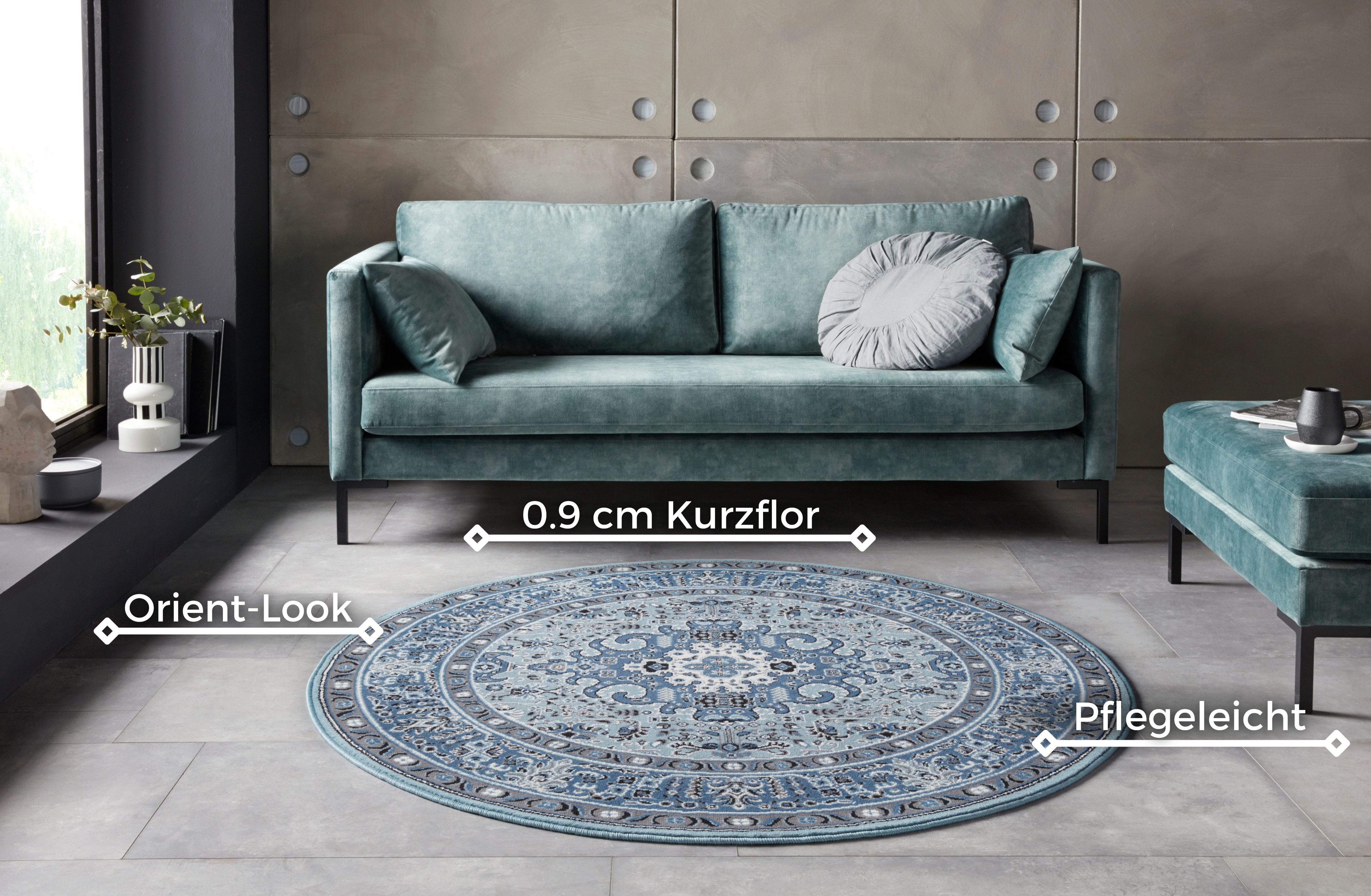 HANSE Home Teppich Skazar Isfahan, rund, Höhe: 9 mm, Kurzflor, Orient, Teppich, Vintage, Esszimmer, Wohnzimmer, Flur