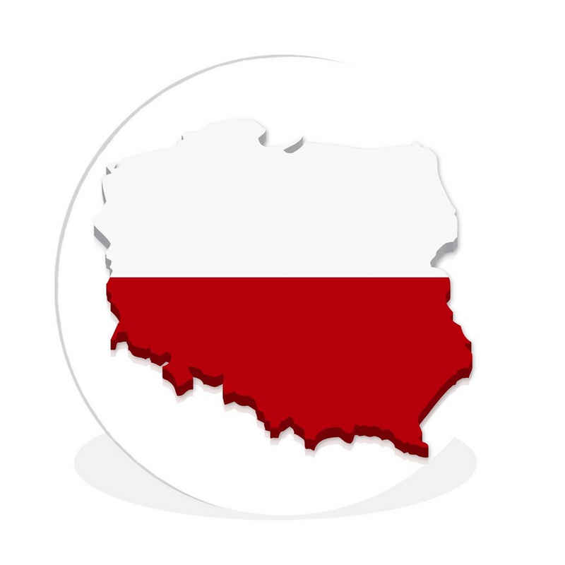 MuchoWow Gemälde Illustration von Polen in den Farben der Flagge, (1 St), Kreis Wanddekoration Forex, Rundes Wandbild, Wohnzimmer, 30x30 cm