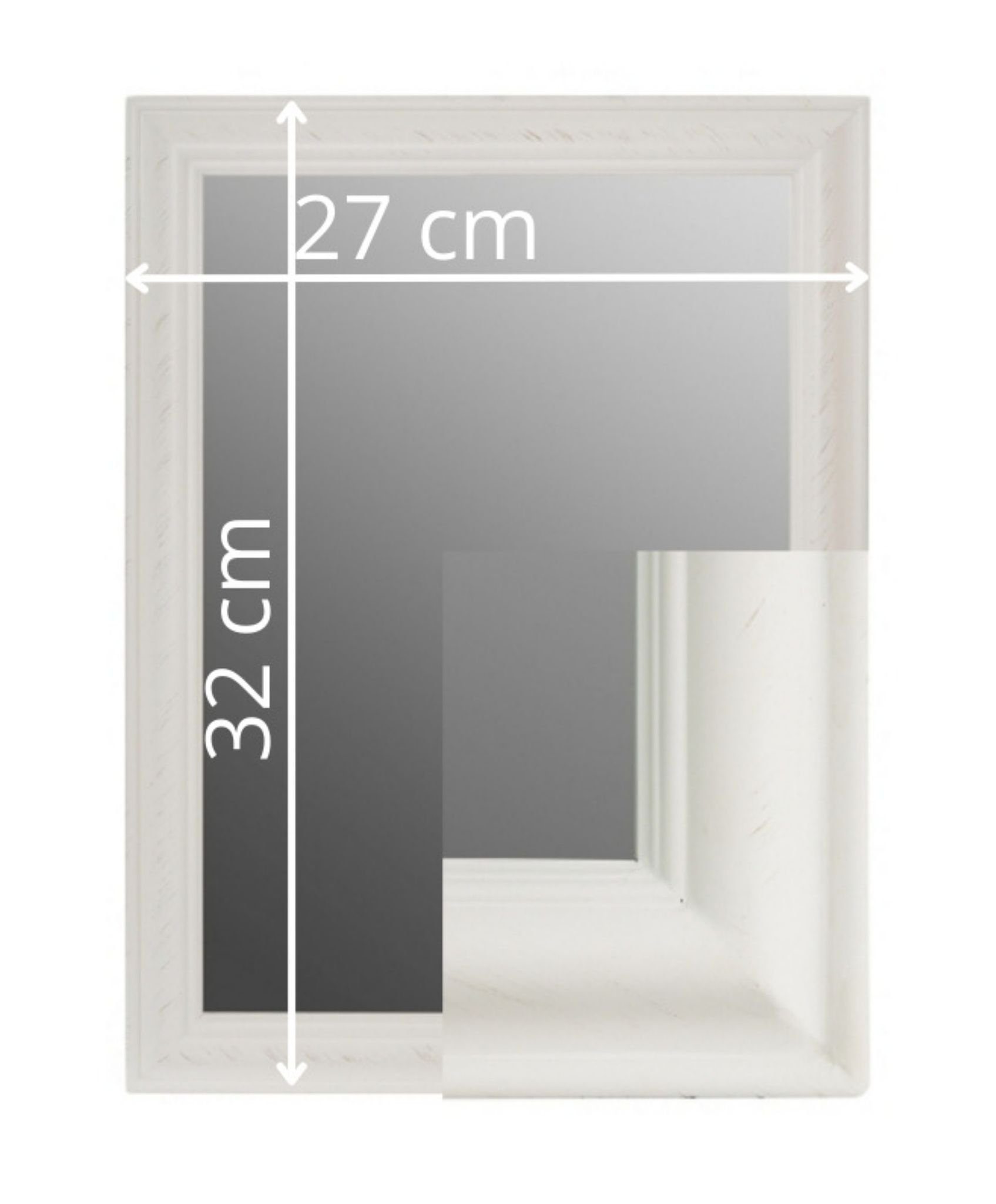 elbmöbel Wandspiegel Wandpiegel schlicht cm weiß Badspiegel Spiegel, kleiner Wandspiegel Spiegel: Weiß | Schminkspiegel Badspiegel 32x27x3 weiß 32x27x3