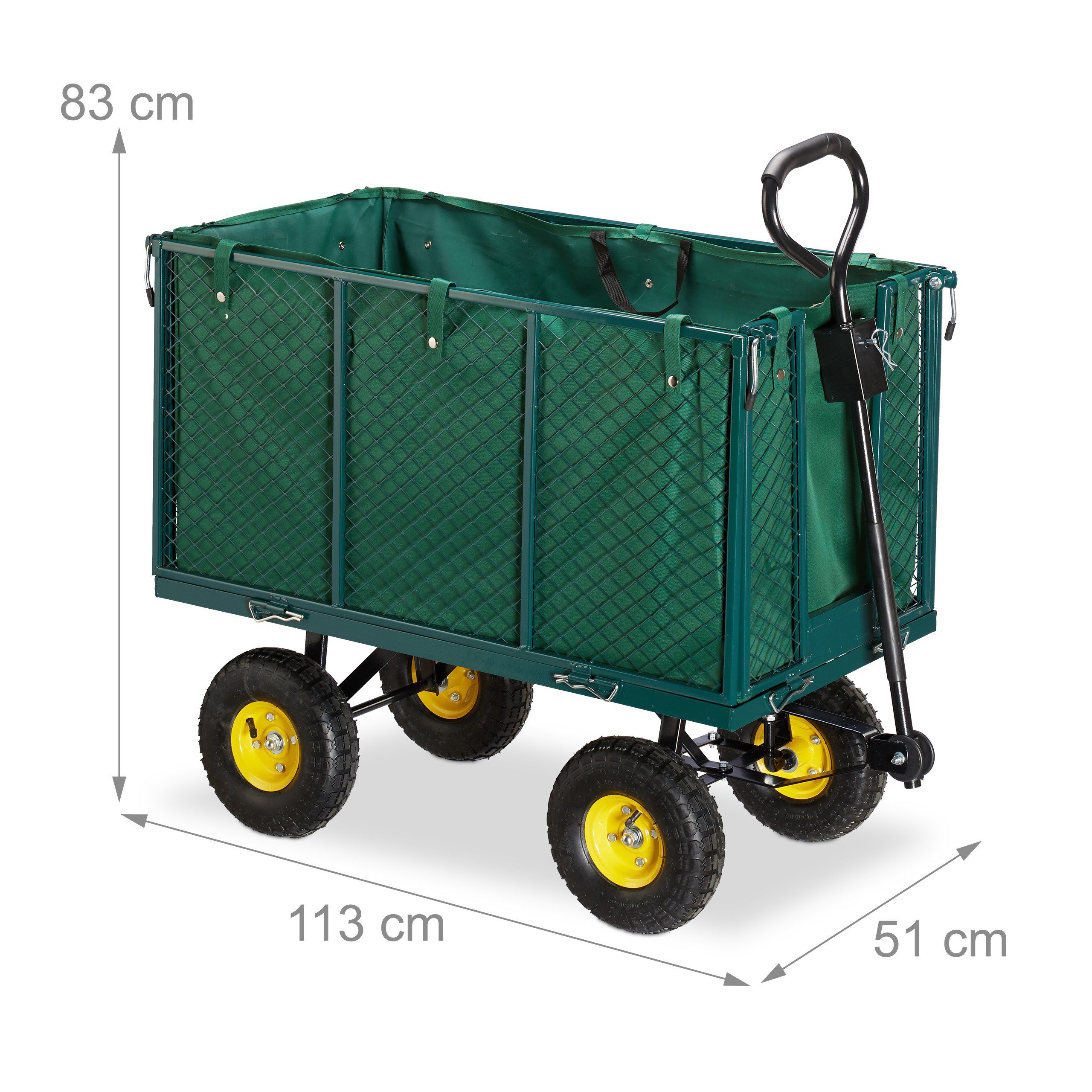 relaxdays Bollerwagen Gartenwagen hoch