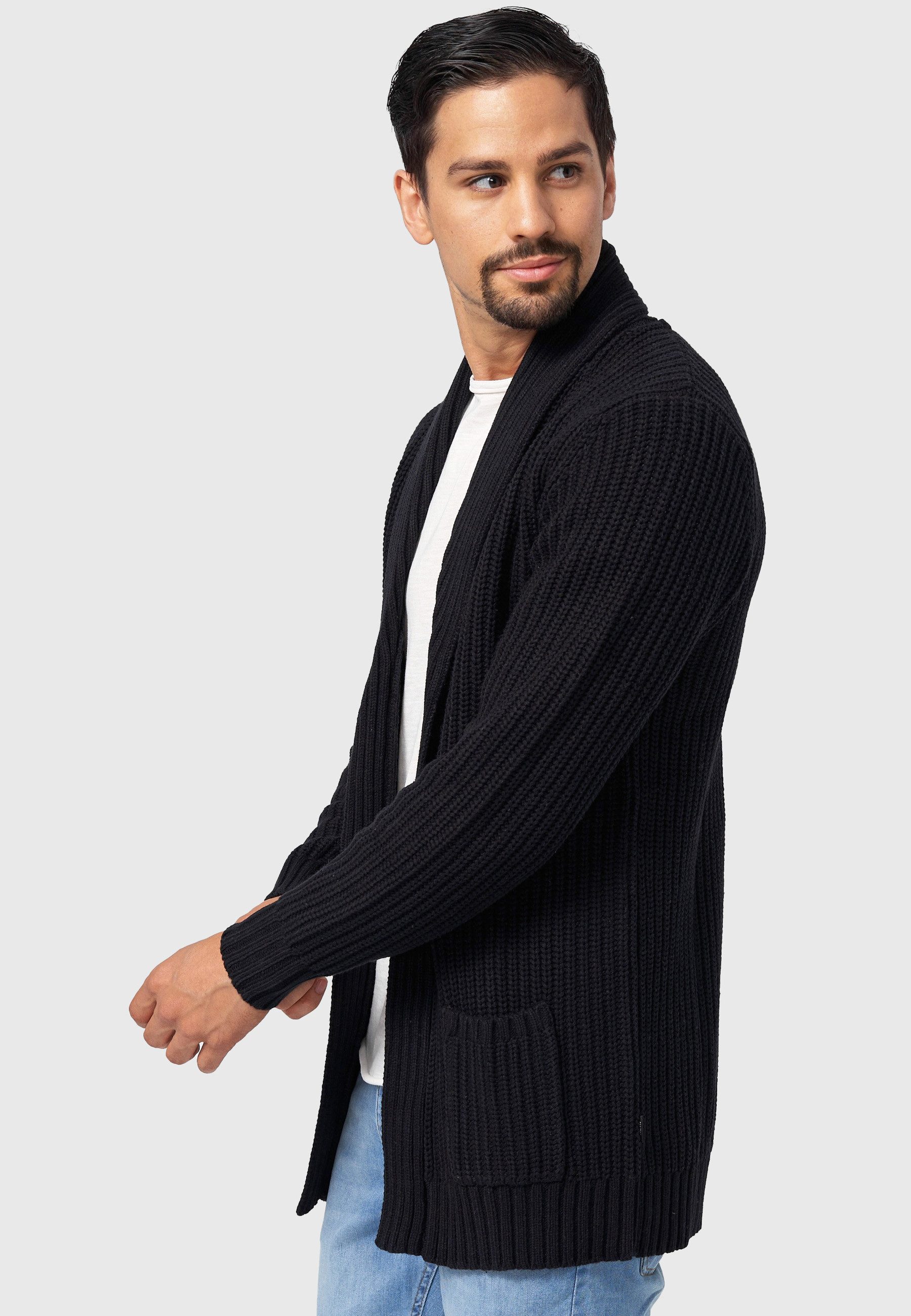 Indicode Strickjacke Herren Anaheim Herrenstrickjacke mit 2 aufgesetzten Taschen