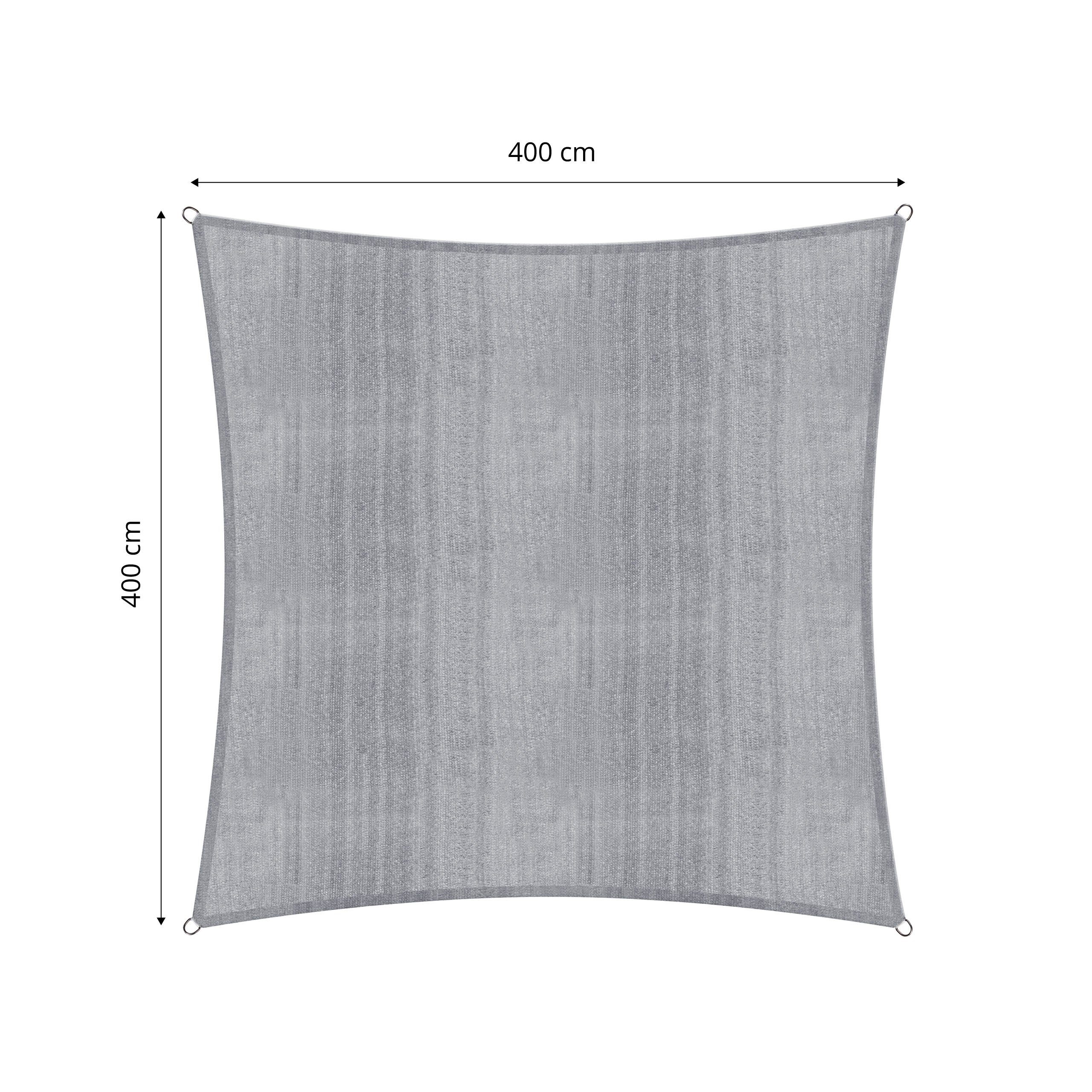 Schutz Wetterbeständig, für 4 Lumaland mit hellgrau Sonnensegel HDPE m Stabilisator UV 100% Quadrat, 4 x