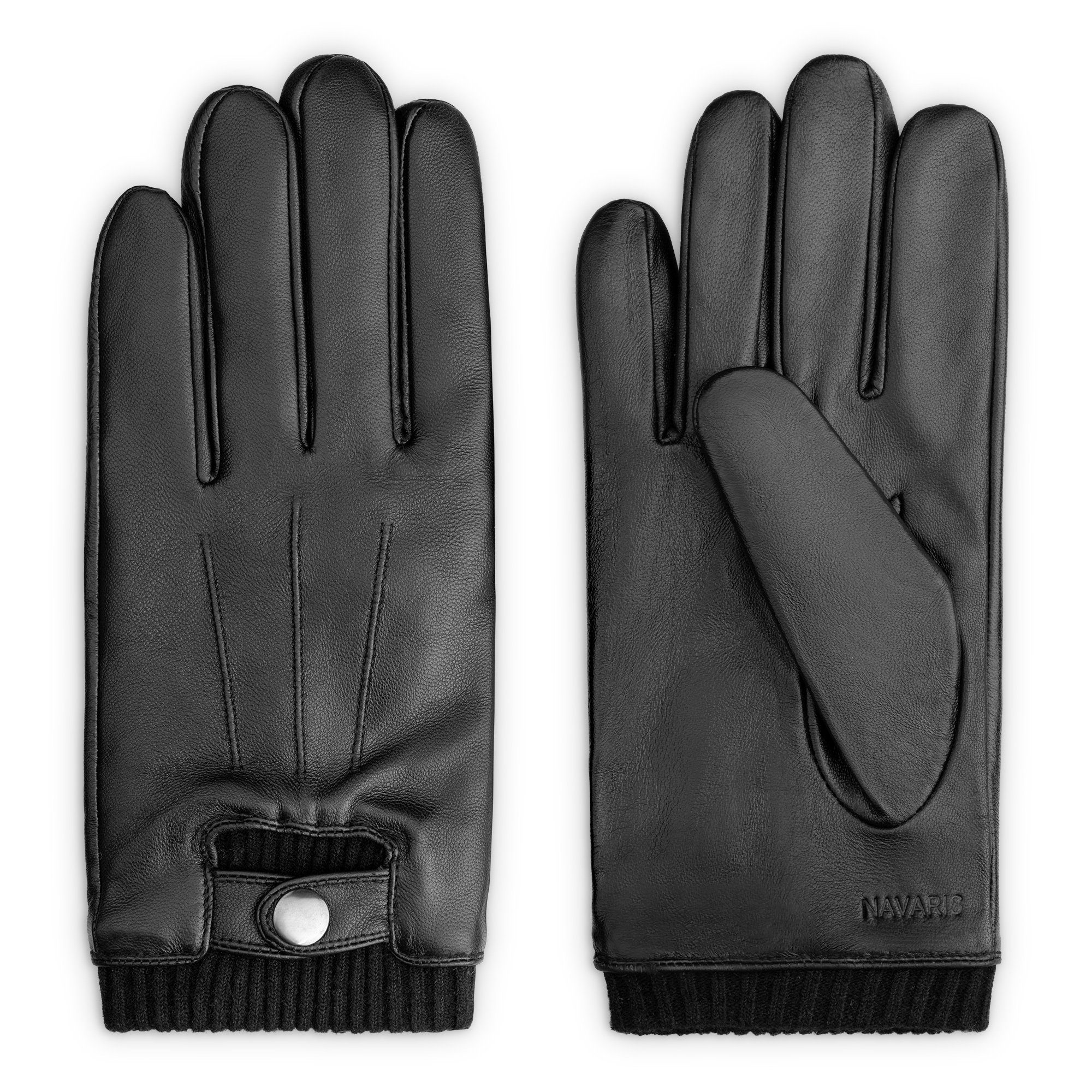 Lammleder Wolle Lederhandschuhe - Navaris - Touchscreen - Herren L Nappa Leder Handschuhe