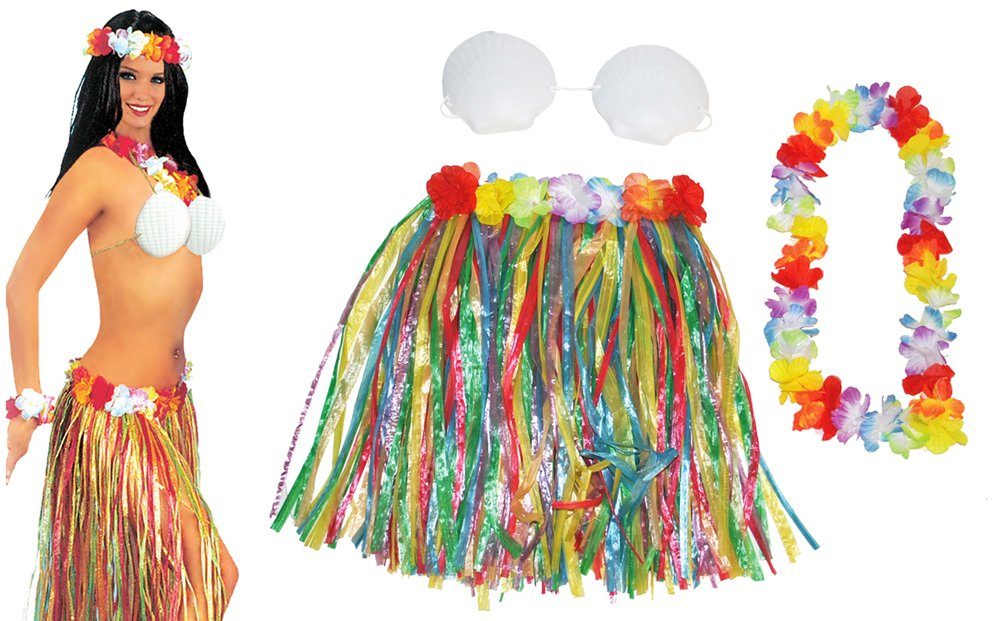 Funny Fashion Kostüm Hawaii Kostüm Set Aloha mit Muschel BH