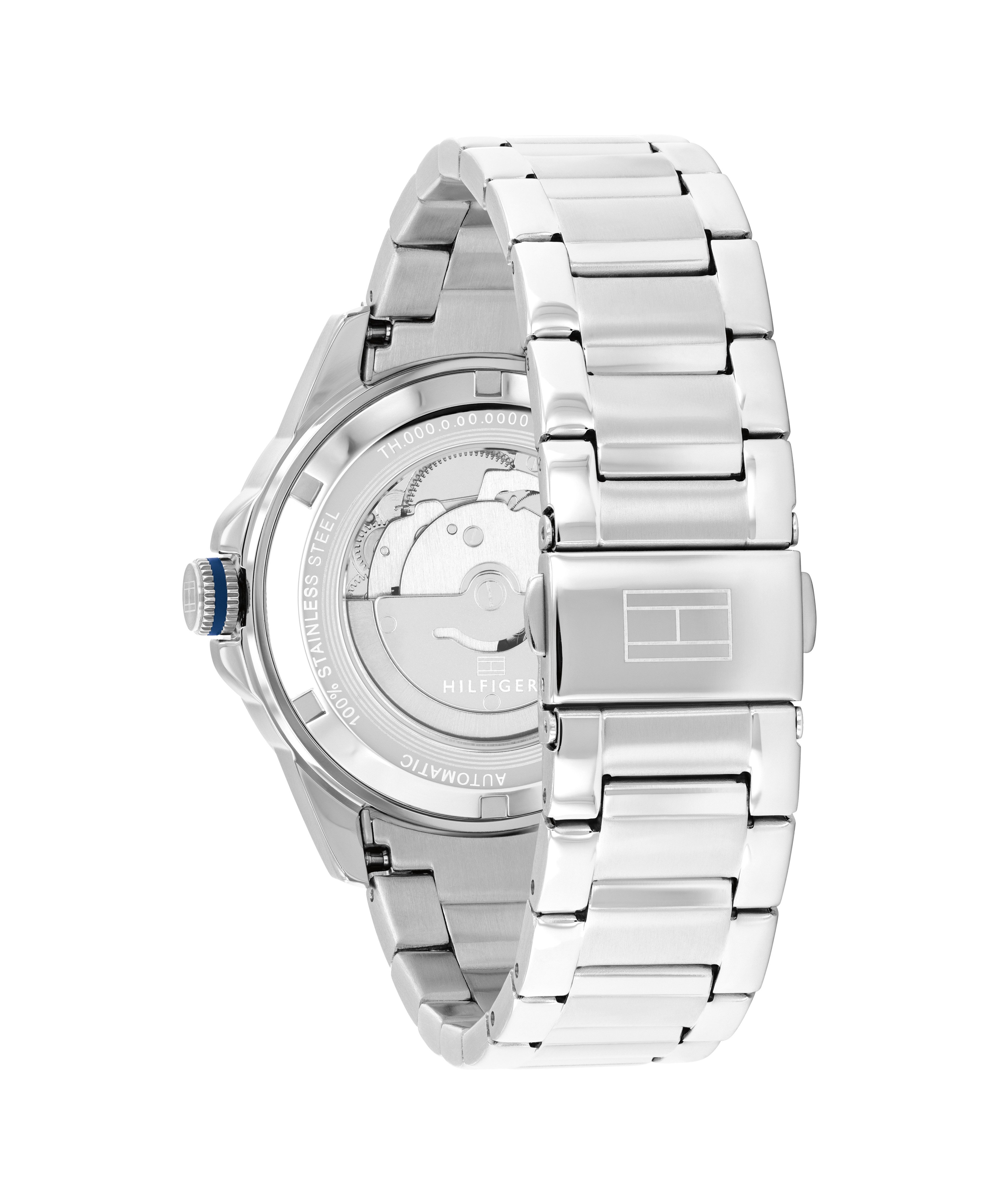 Tommy Hilfiger Automatikuhr LARS 1710693, Armbanduhr, Herrenuhr, Mechanische Uhr, Edelstahlarmband, analog, Tag
