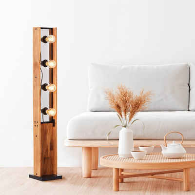 Brilliant Stehlampe Calandra, ohne Leuchtmittel, 125,5 x 20 x 20 cm, 4 x E27, Metall/Holz, schwarz/holz
