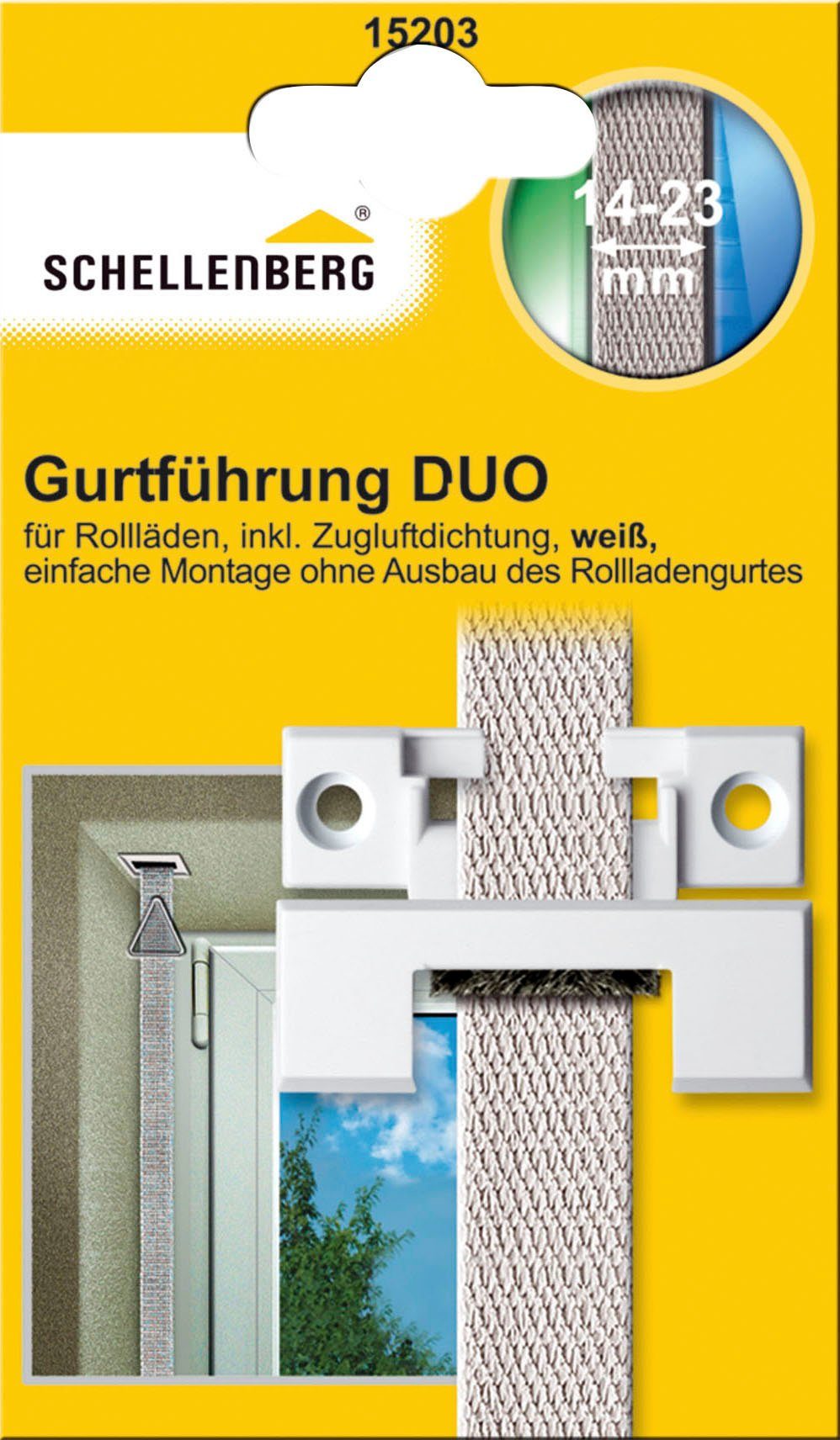 SCHELLENBERG Rollladen-Gurtführung Duo für das Rollladensystem Mini und Maxi, für max. 2,3 cm Gurtbreite, Set, 1-St., mit einer Rollladengurtbandbreite von 14-23 mm geeignet, eckig