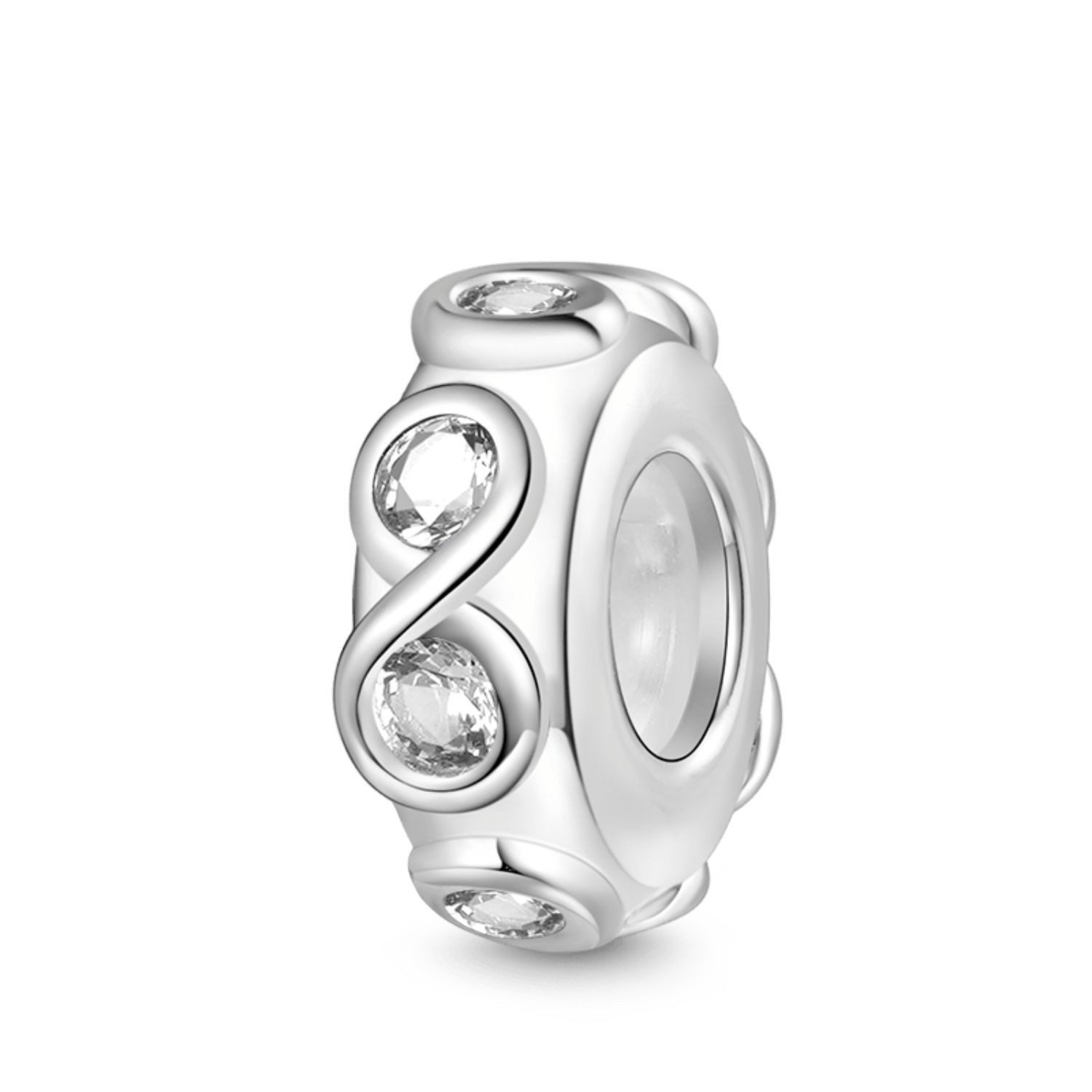 Gnoce Bead Gnoce Charm Stopper Unendliche Liebe HJC037-4 Silber April