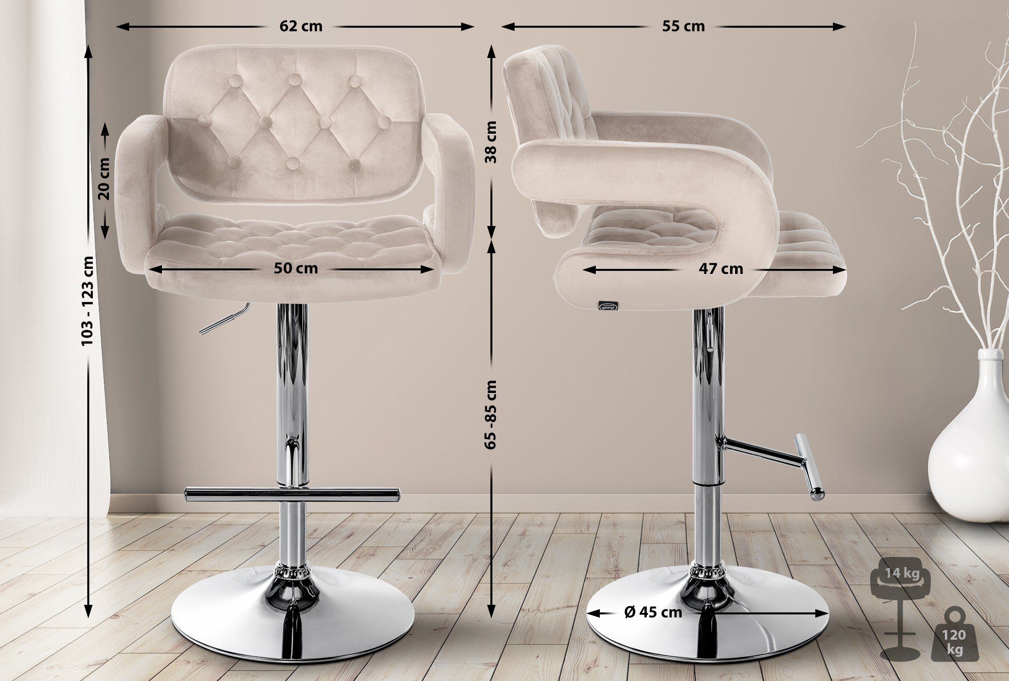 CLP Barhocker Dublin Samt, drehbar und günstig online kaufen