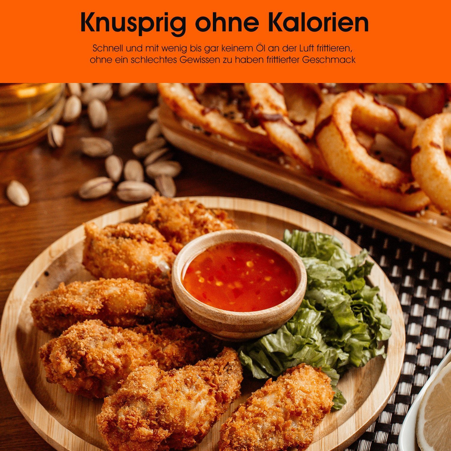 oyajia Heißluftfritteuse 6L Heißluftfritteuse mit Sichtfenster, 1800W Airfryer, Glasfrittierkorb, ohne Öl, 1800 W, 7 in 1 Programme, 60-Minuten-Timer, einstellb – Bild 5 von 5