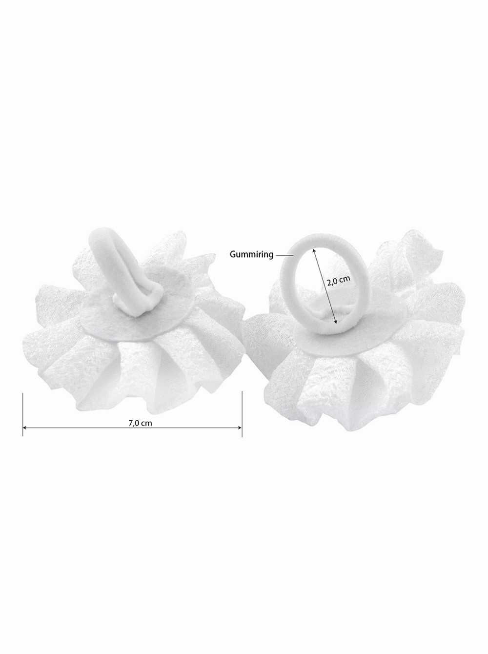 axy Haargummi Kinder Blumen Haargummis zur Kommunion in Weiss, 2 stück Haargummis, Kinder Haarschmuck Haargummi mit Stoffblumen