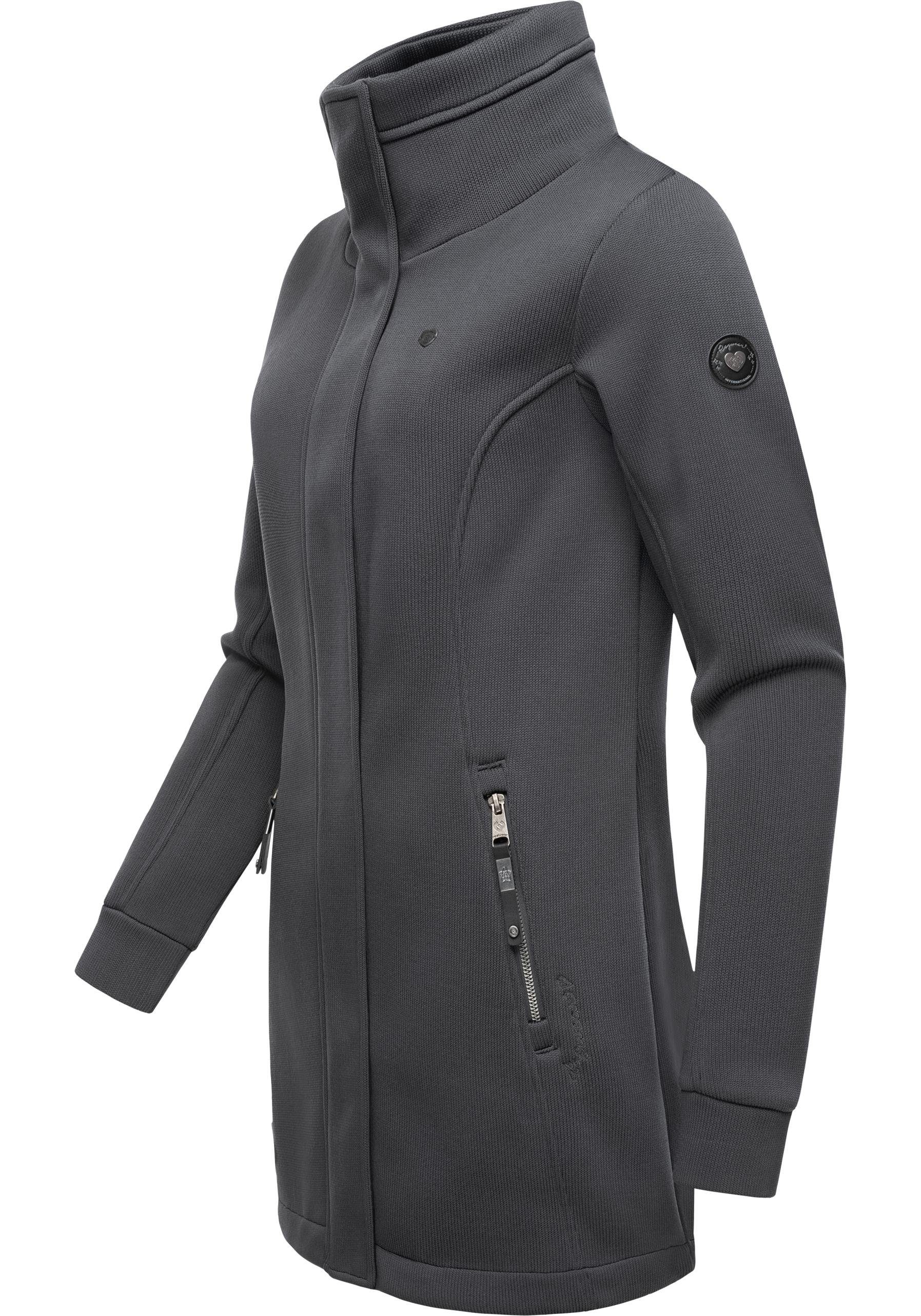 Ragwear Sweatjacke Letrice Bonded Elegante Zip-Jacke mit hohem Kragen in Feinstrickoptik