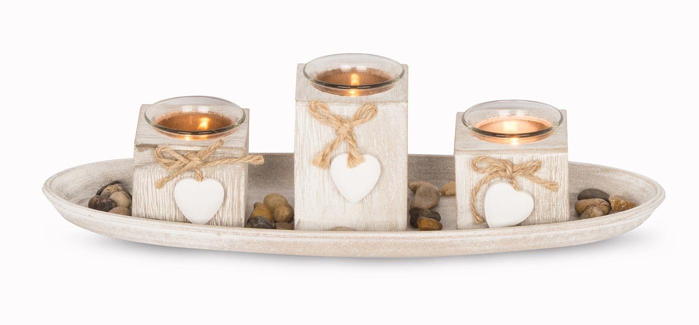 Levandeo® Teelichthalter mit Tablett, Windlicht Set günstig online kaufen