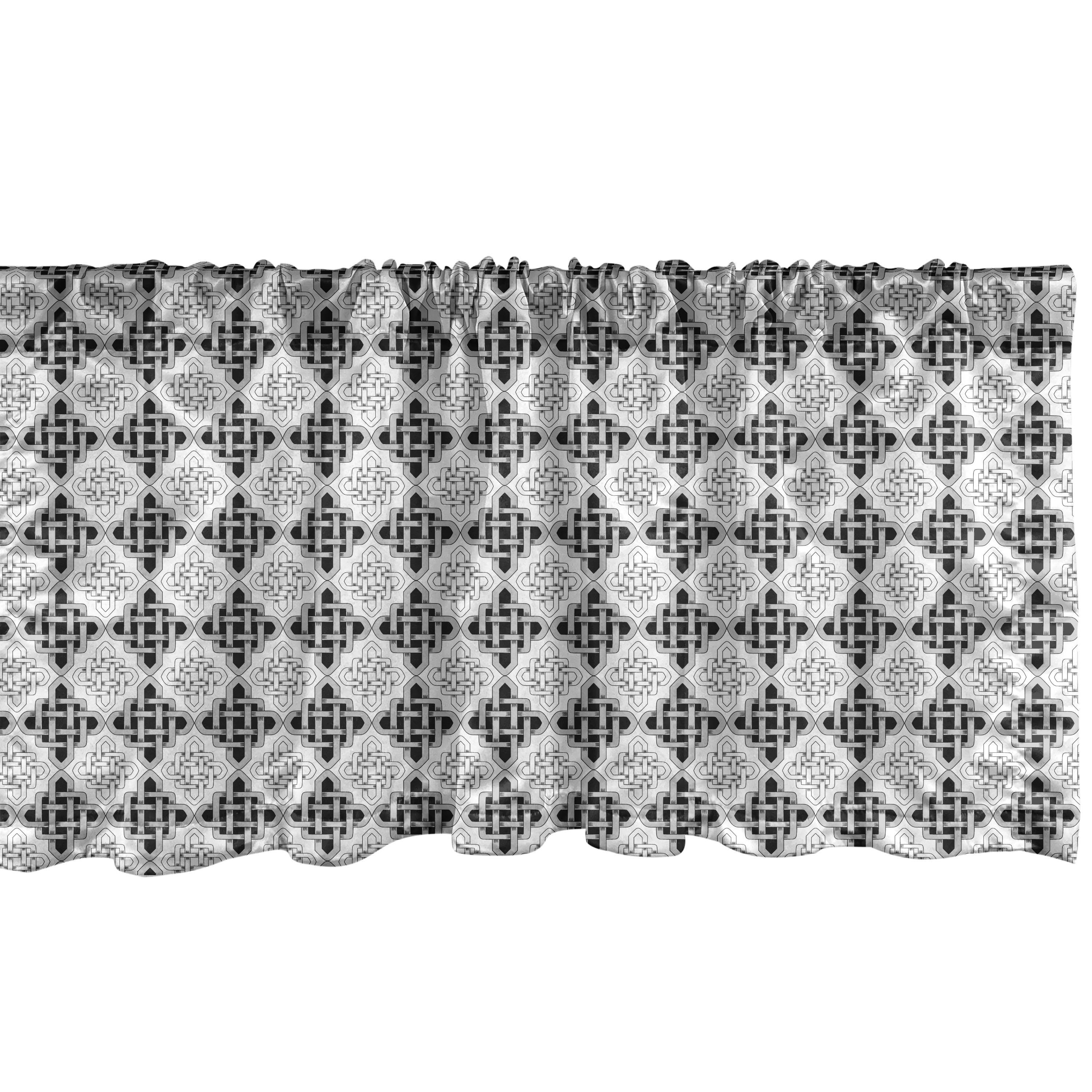 Scheibengardine Vorhang Volant für Küche mit Stangentasche, Celtic Scandinavian Jahrgang Abakuhaus, Schlafzimmer Dekor Microfaser